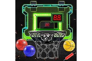 Smart Indoor Basketball Hoop with LED Lights, 3 Balls & Pump