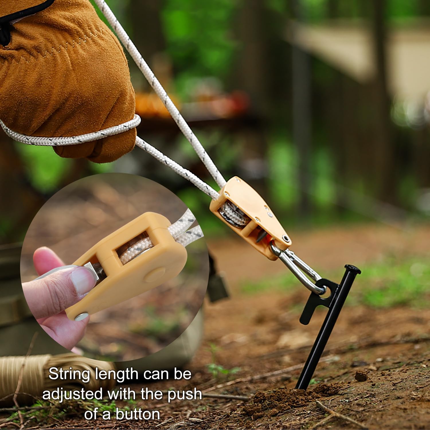 Corda Sol Cricchetto Regolabile Da 4 Mm, 6 Pezzi 4 M Di Corda Riflettente Con Gancio Per Fissaggio Tenda (arancione) | Leroy Merlin - Foto 2