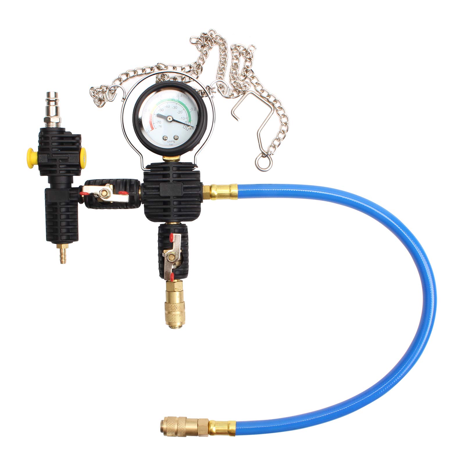 CCLIFE 28 Pezzi Universale Radiatore Pressione Tester Kit, Set di Tester per Sistema di Raffreddamento, Strumento ad Aria compressa per Auto - Blu
