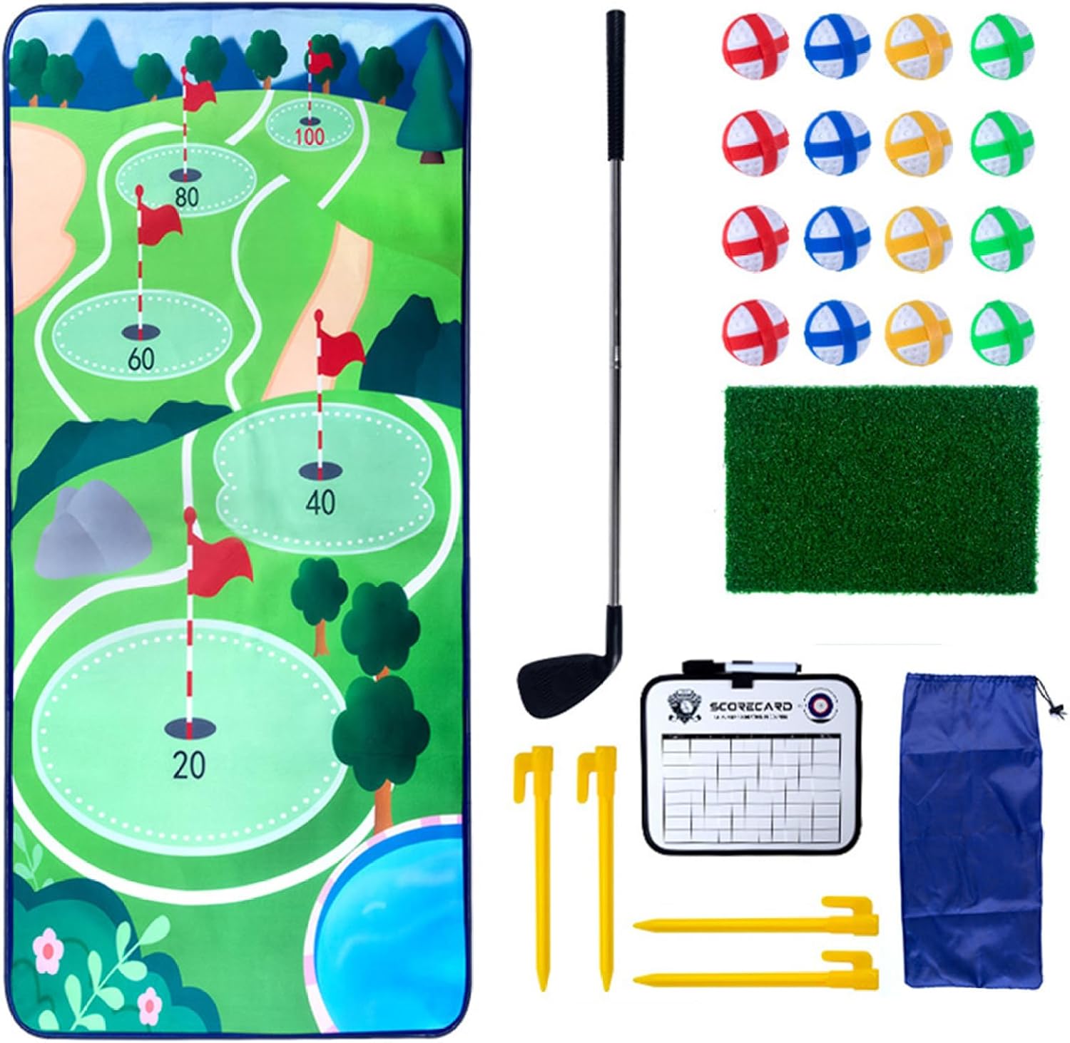Home Golf Kit, Hitting Path Mat, Mark Carpet, Dart Target