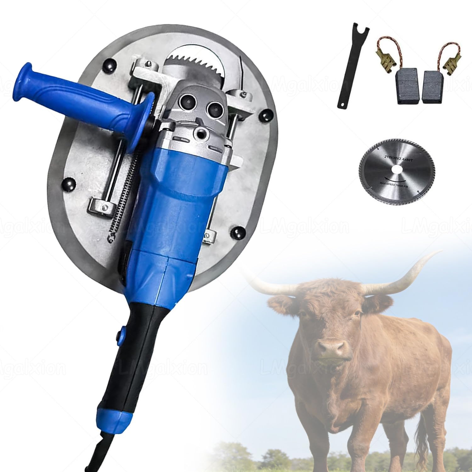 Dehorner elettrico per bovini, 1900 W ad alta potenza corno tagliente con lama HSS da 225 mm, 8800 giri/min, spazzola di carbone inclusa, attrezzatura per la dehorning degli animali da fattoria