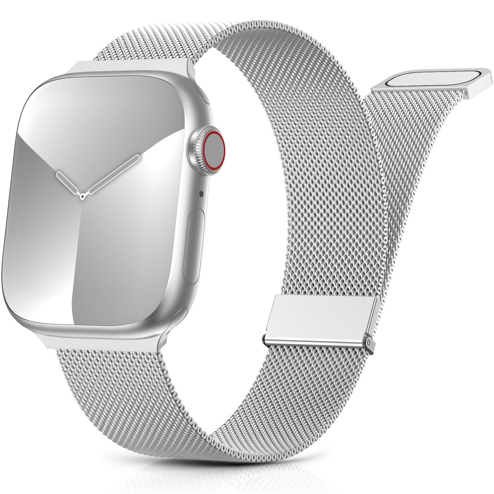 Cinturino Metallo Compatibile con Cinturino Apple Watch 44mm 40mm 41mm 42mm 45mm 46mm 49mm 38mm Donna Uomo, Aggiornato per iWatch Serie 11 10 9 8 7 6 5 4 3 2 1Ultra SE 3 2 1 con Doppio Magnetico