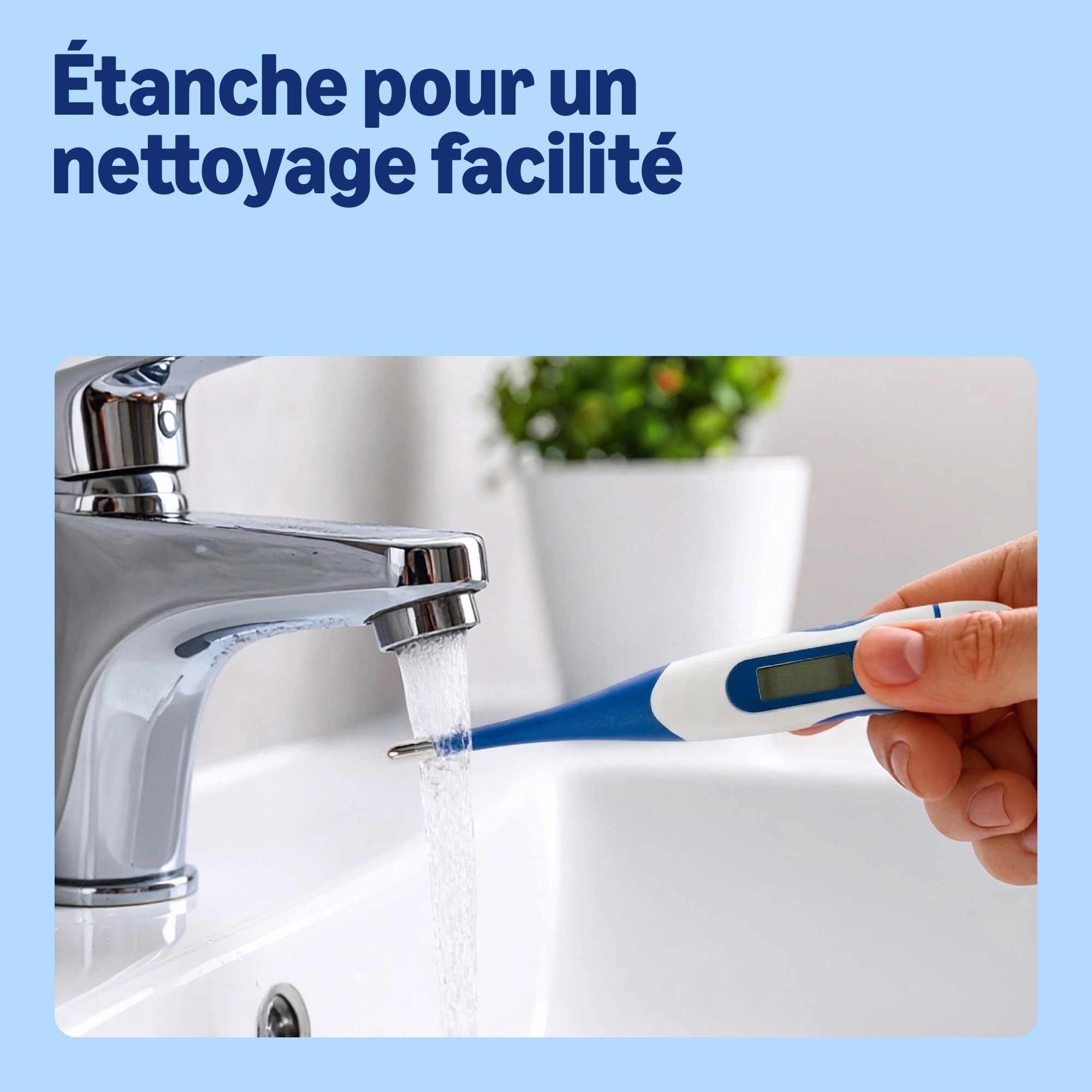 Healthcare By Amazon - Thermomètre numérique, Bleu (Anciennement une marque Amazon Basic Care, même produit) - L'emballage peut différer