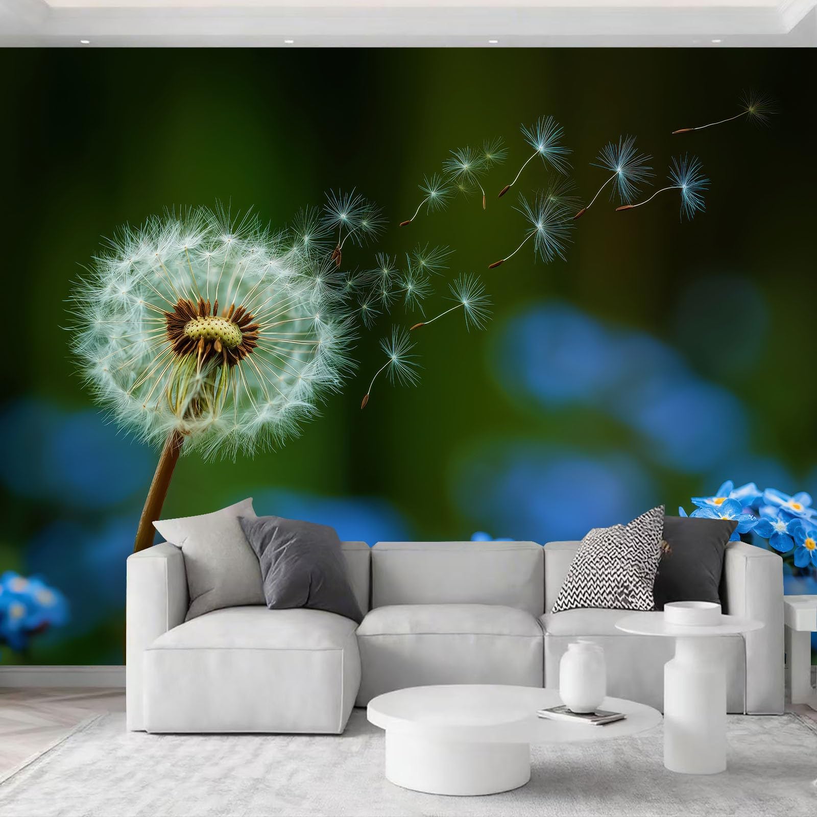 Carta da parati fotografica 3D, elegante semi, 450 x 280 cm, in tessuto non tessuto, decorazione da parete moderna, per camera da letto, soggiorno, sfondo TV, colore verde