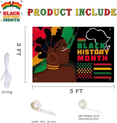 Miniatura 3 de 129 globos negros del mes de la historia guirnalda de arco negro decoraciones del mes de la historia negra fondo del mes de la historia africana