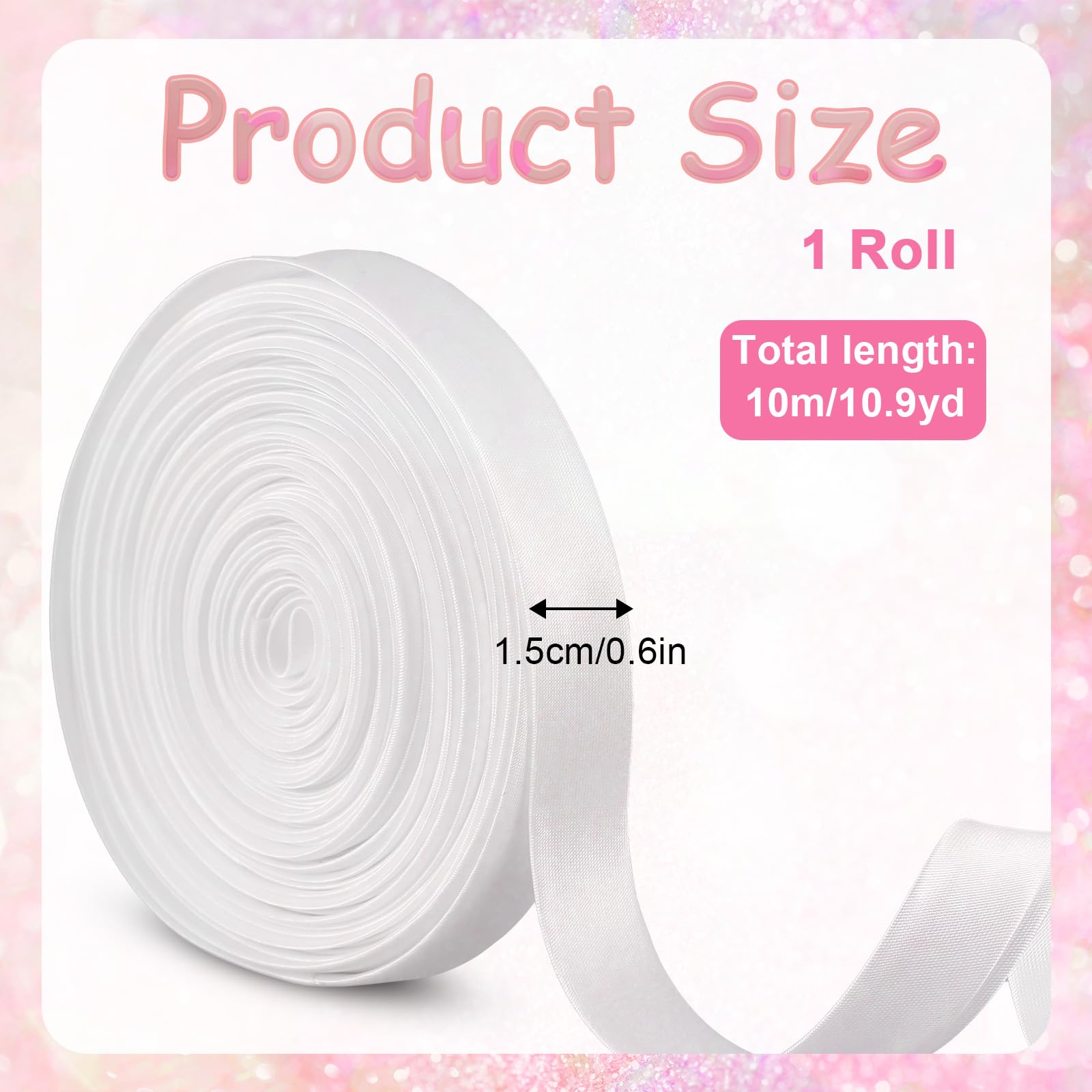Xthrotsenk 393.7 Inches Corset Lacing Women's Tie Back for Wedding Bridal Gown Lace Up Corset Satin Adjustable Dress Sash Cord Replacement Zipper or Buttons Belt Accessories, White