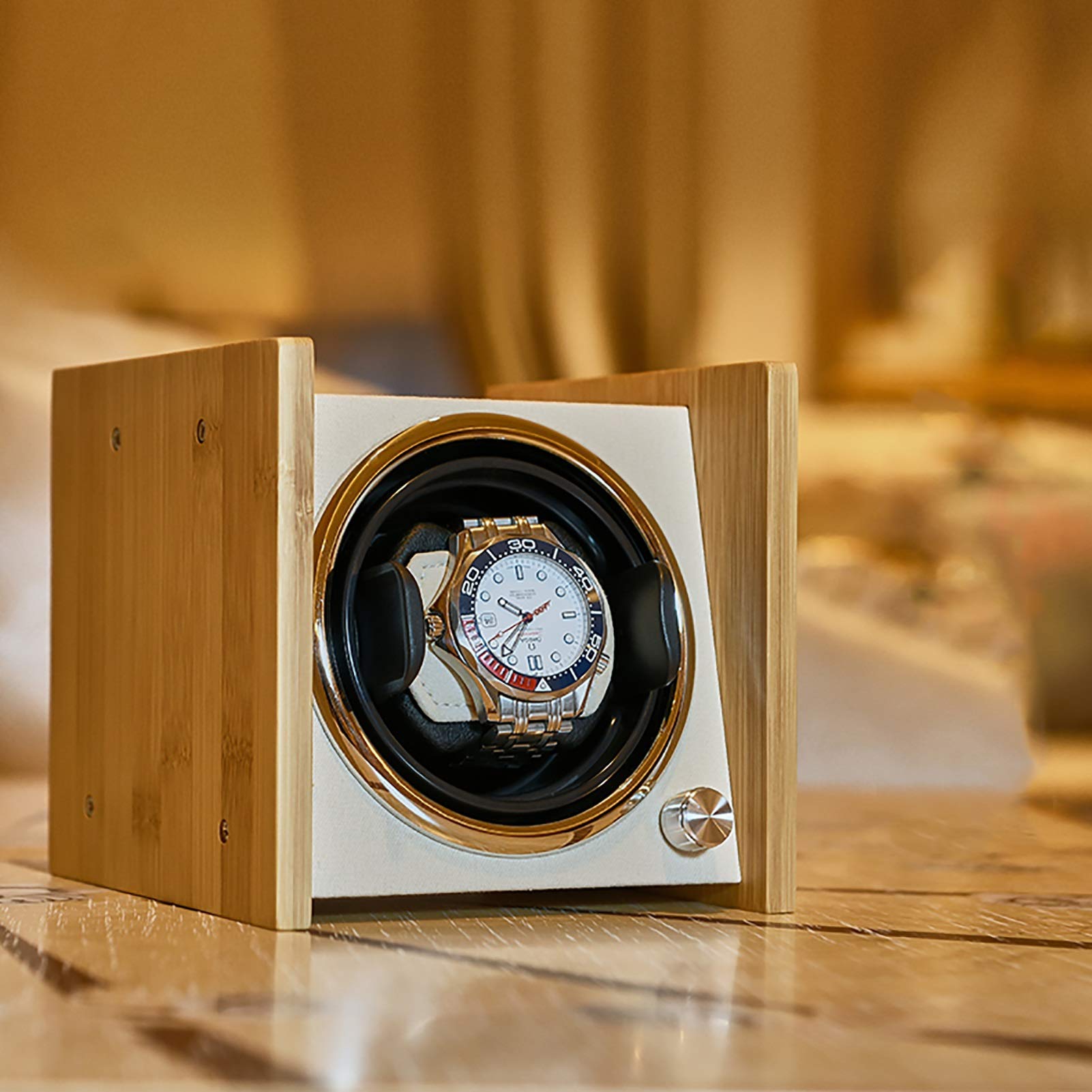 Supporto per orologi automatici - Scatola di carica per orologi automatici in legno, doppia alimentazione, dispositivo rotante, movimento meccanico automatico, silenzioso, moto