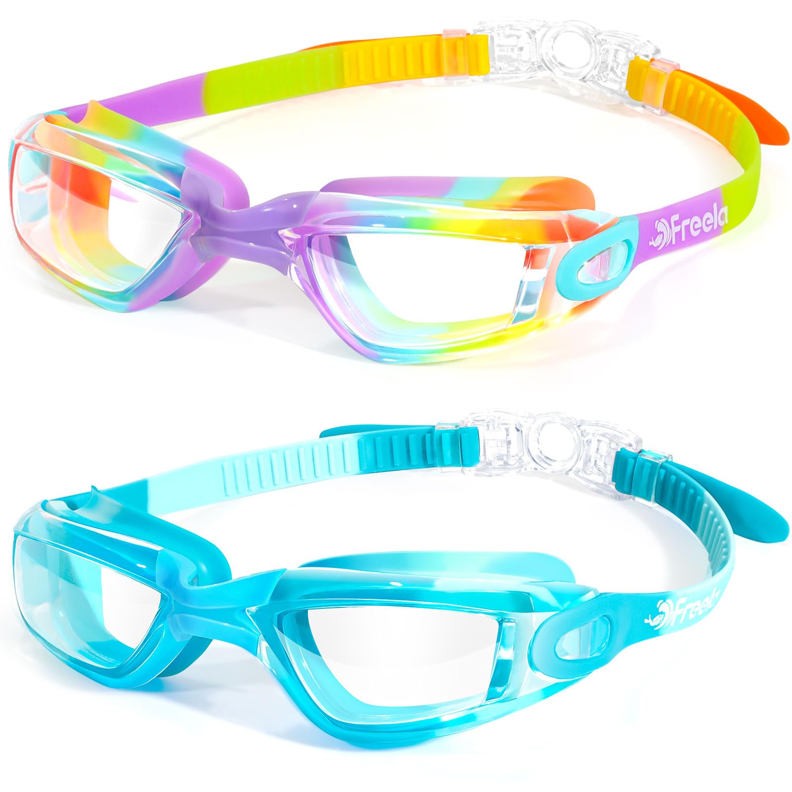 Freela Schwimmbrille für Kinder von 6–14, 2 Packungen für Kinder von 3–6 Jahren, Kleinkinder, Teenager, Mädchen, Jungen, Schwimmbrillen
