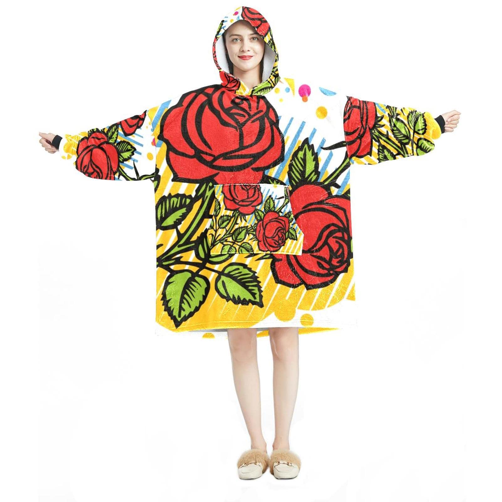 Sweat à capuche surdimensionné rose flanelle Sherpa adulte plaid géant