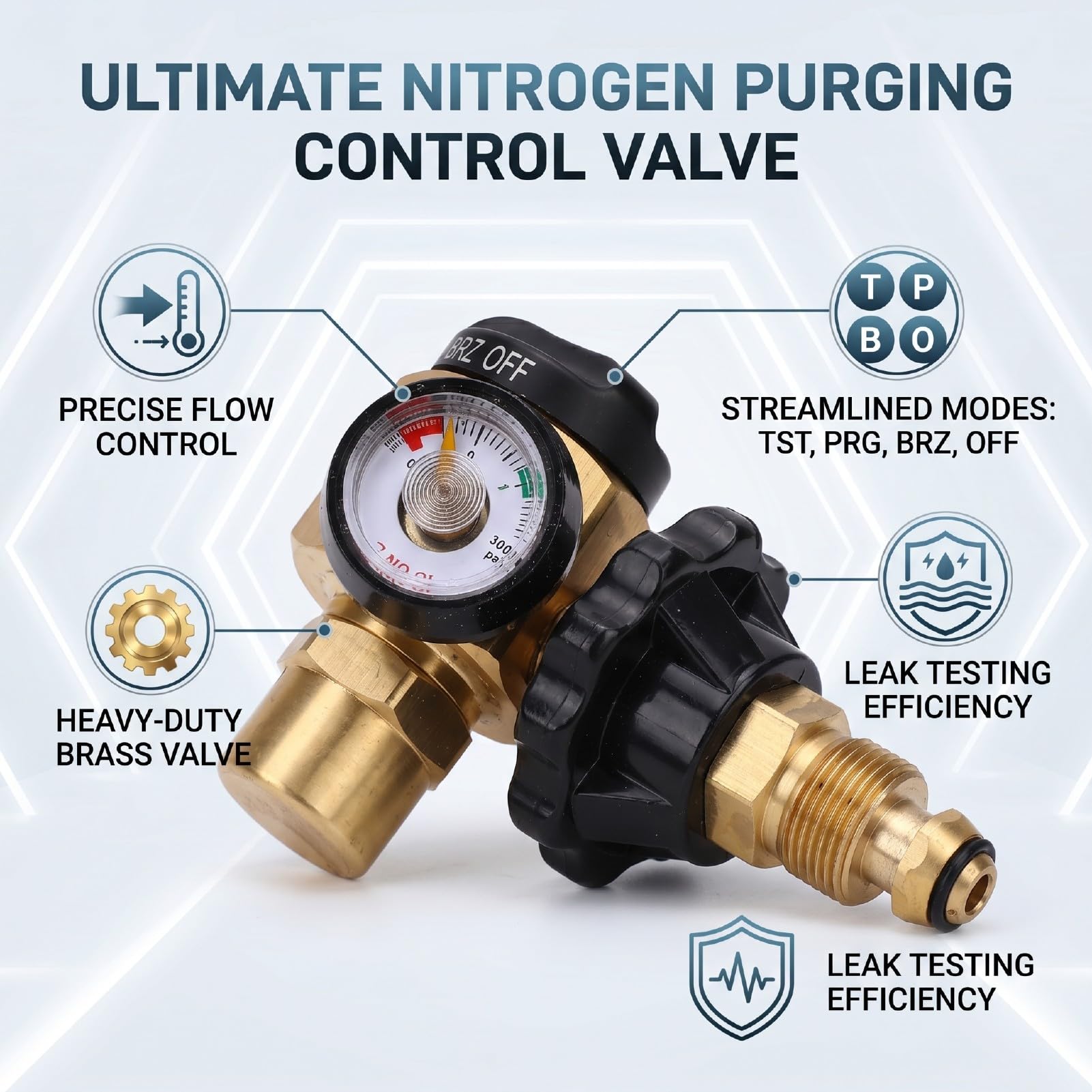 Duokon Válvula de Control de Purga de Nitrógeno, Cuerpo de Latón 650psi