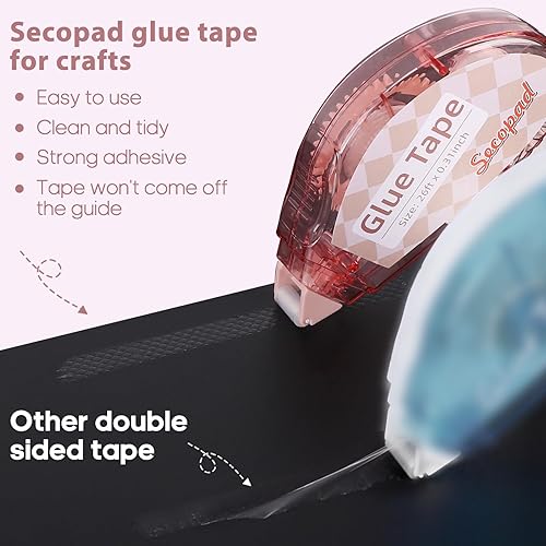 Miniatura 2 de Secopad Cinta para álbum de recortes, paquete de 4 rodillos de cinta de doble cara para manualidades, cinta adhesiva de cinta adhesiva para álbumes