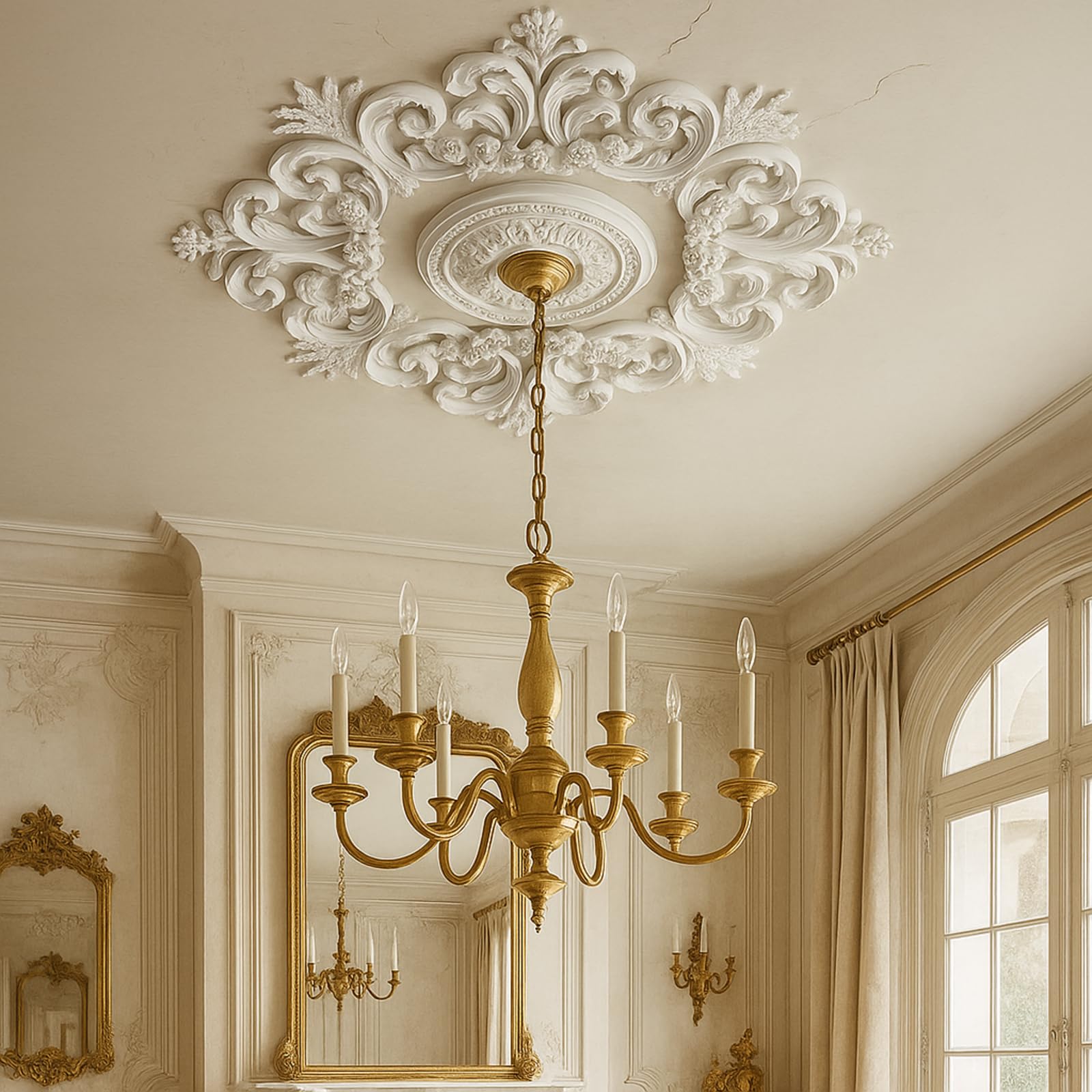 Nuanchu 28'' Large PU Ceiling Medallion for Chandelier Light Fixtures — Amazon image 14