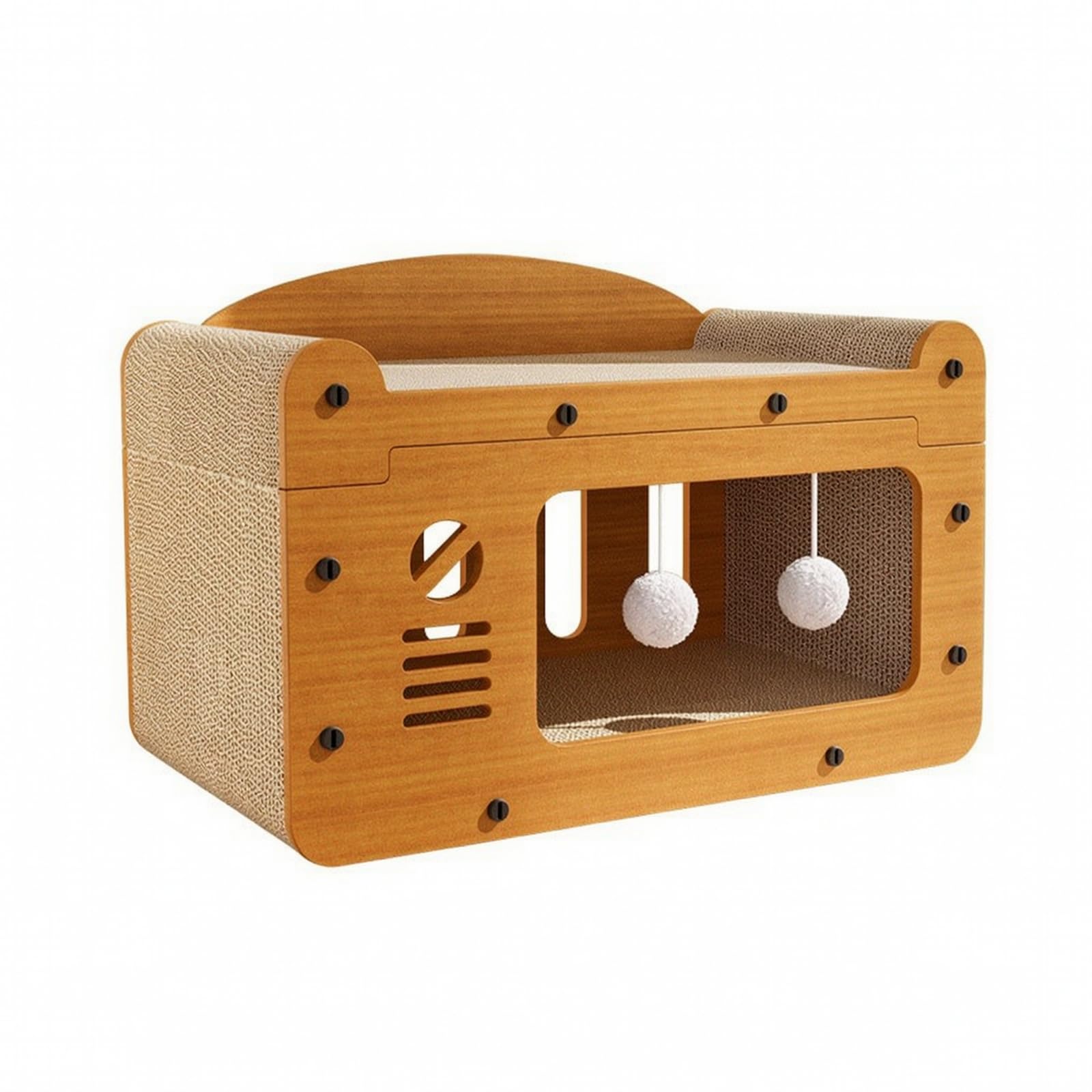 Cuccia per Gatti in Cartone Spesso, Modello Aggiornato A Doppia Pallina, Grande, Con Tiragraffi E Cuccia Per Gatti, 55 × 26 × 30 Cm
