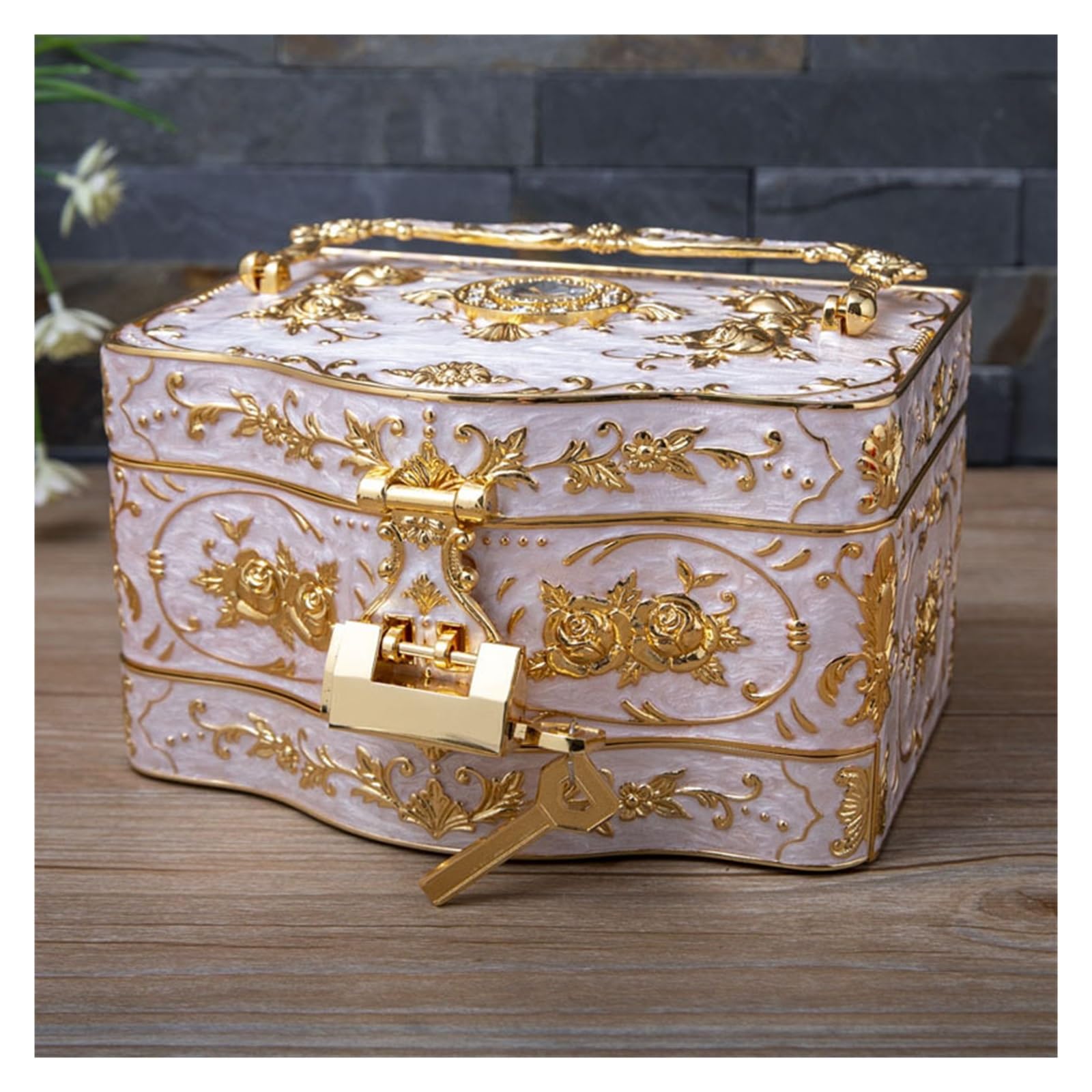 Caja de boda vintage para regalo de decoración en pack de 3 joyeros de metal