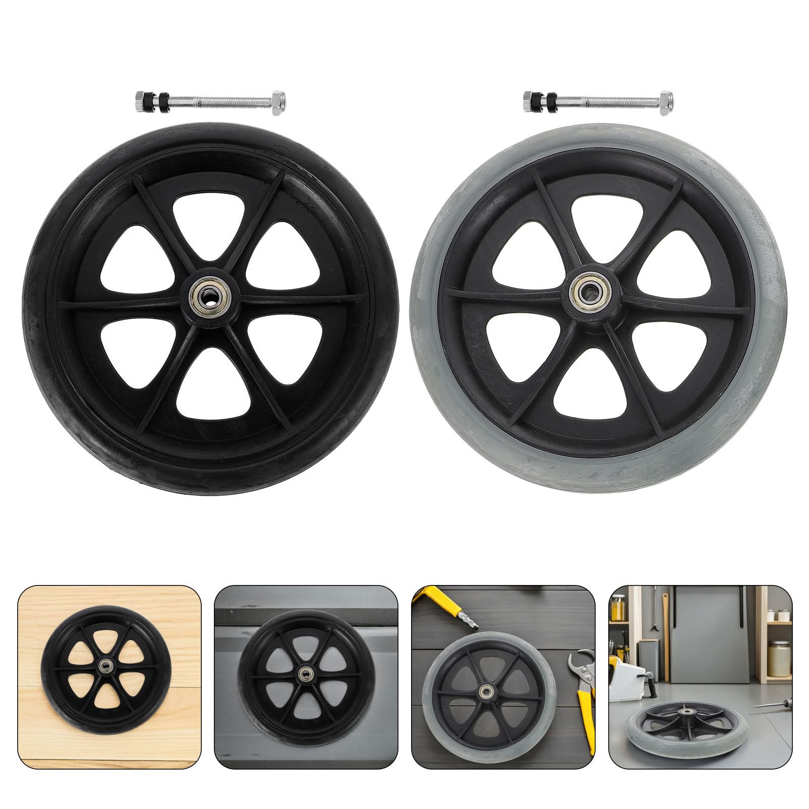 Ruedas Delanteras de Repuesto 4 Piezas para Silla de Ruedas Resistentes al Desgaste, Materiales Abs y Acero, Compatibles Andadores para Uso Interior y Exterior