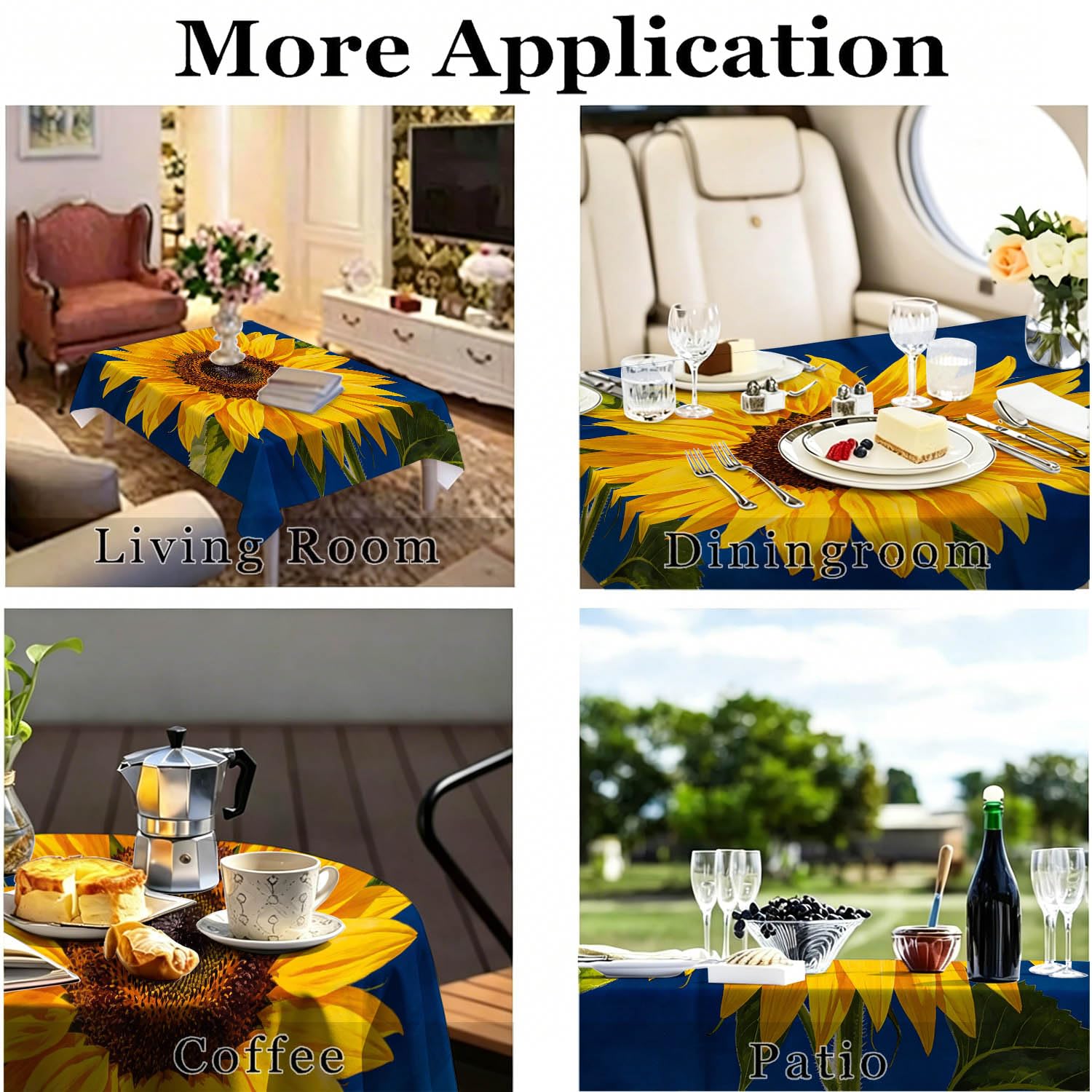 Tovaglia Rettangolare 140x300 cm Girasole Poliestere | Motivo Stile Campagnolo, Antimacchia, Impermeabile e Lavabile, Copritavolo Adatto per Cucina, Feste e Pranzi Domestici