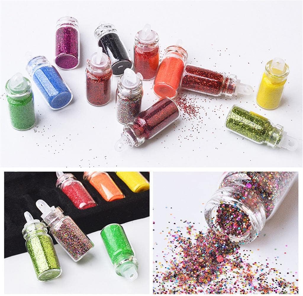 48 Pots Chunky Nail Art Glitter Decoration Craft 48 Bottles 3D Glitter 4 Styles, Multi Colors Add Sparkle to Your Nails Suitable for Nail Art, DIY Projects, and Accessories