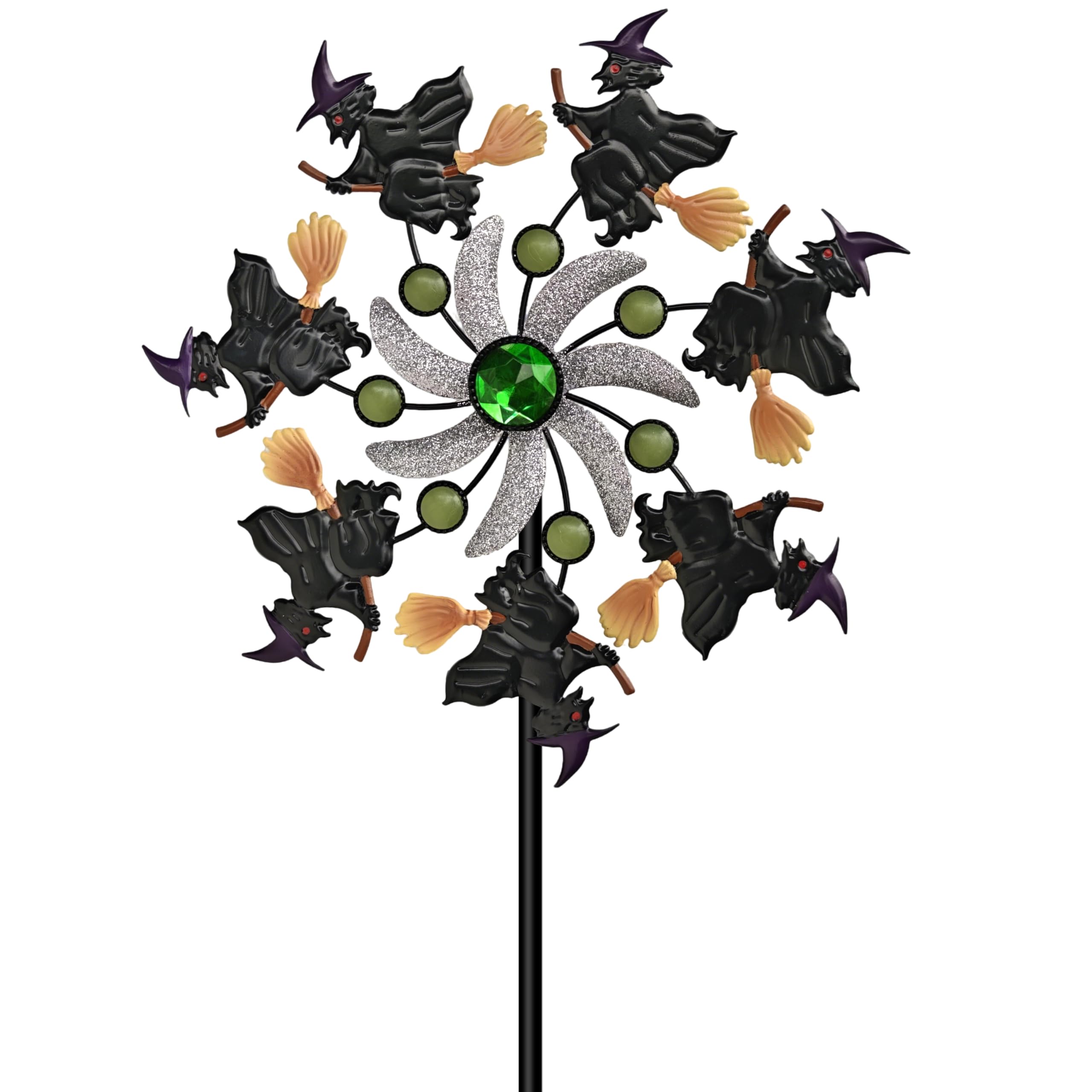 COOZZYHOUR Halloween Witch Wind Spinner, 39" Metal Yard Garden Stake Wind Sculpture,Outdoor Garden for Patio Lawn Halloween Party Decoration