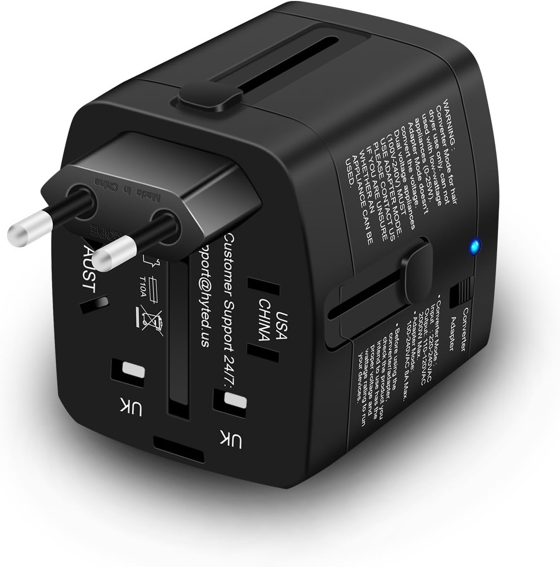 Travel Adapter and 2000 Watts Step Down Converter 220v to 110v for Electric Products Like Hair Dryer Steam Iron - Plug Adapter US to UK Europe AU for Laptop MacBook Cell Phone