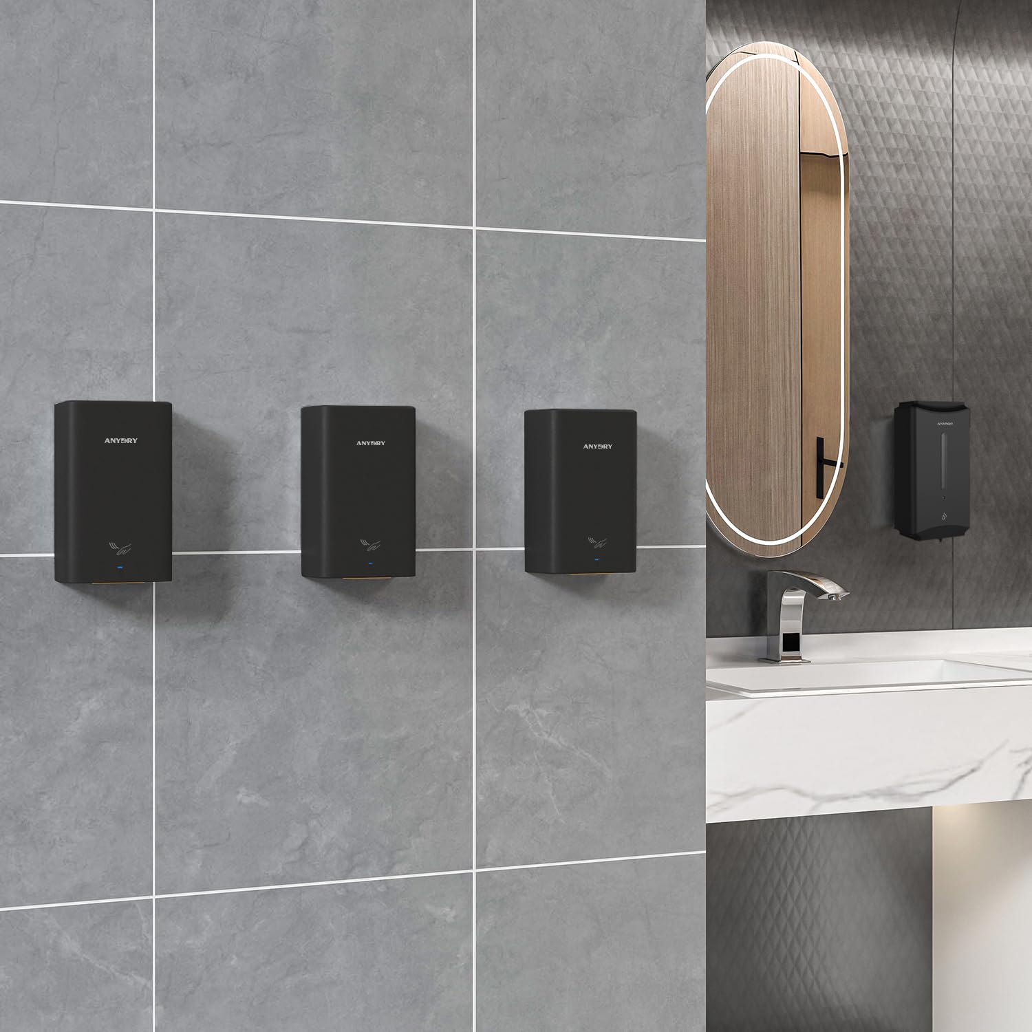 anydry AD2822 Sèche-Mains à Grande Vitesse Sèche-Mains Électrique Automatique Commercial ou Domestique Noir