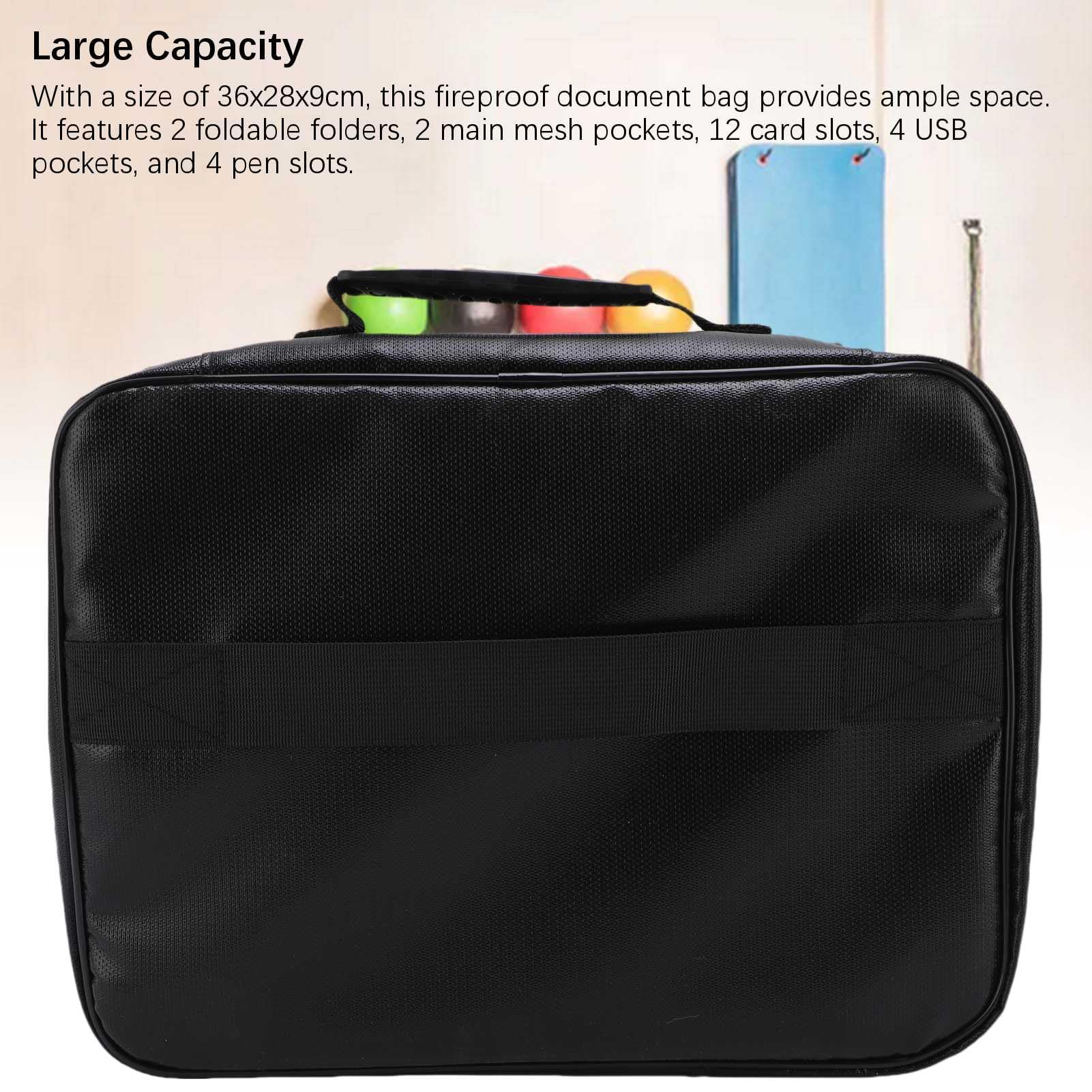 GOWENIC Cassetta di Sicurezza per Documenti Ignifuga | Borsa Portadocumenti con Chiusura per Casa, Ufficio e Viaggi con Slot USB