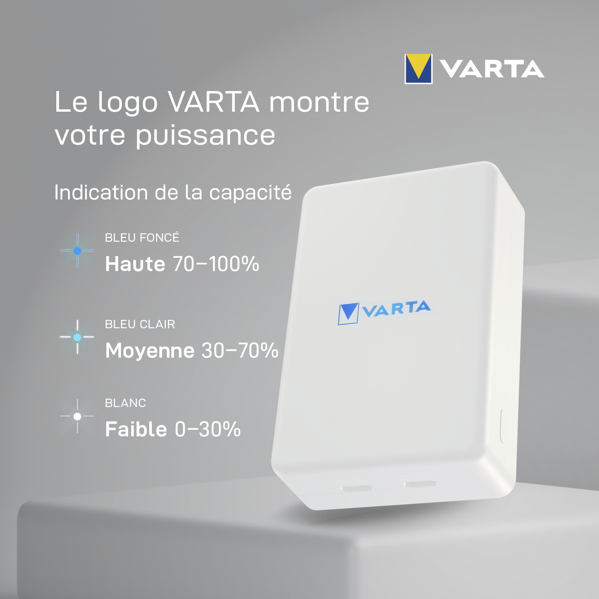 VARTA Power Bank 10000 mAh, Mag Pro, magnétique, sans Fil, Coloris Blanc