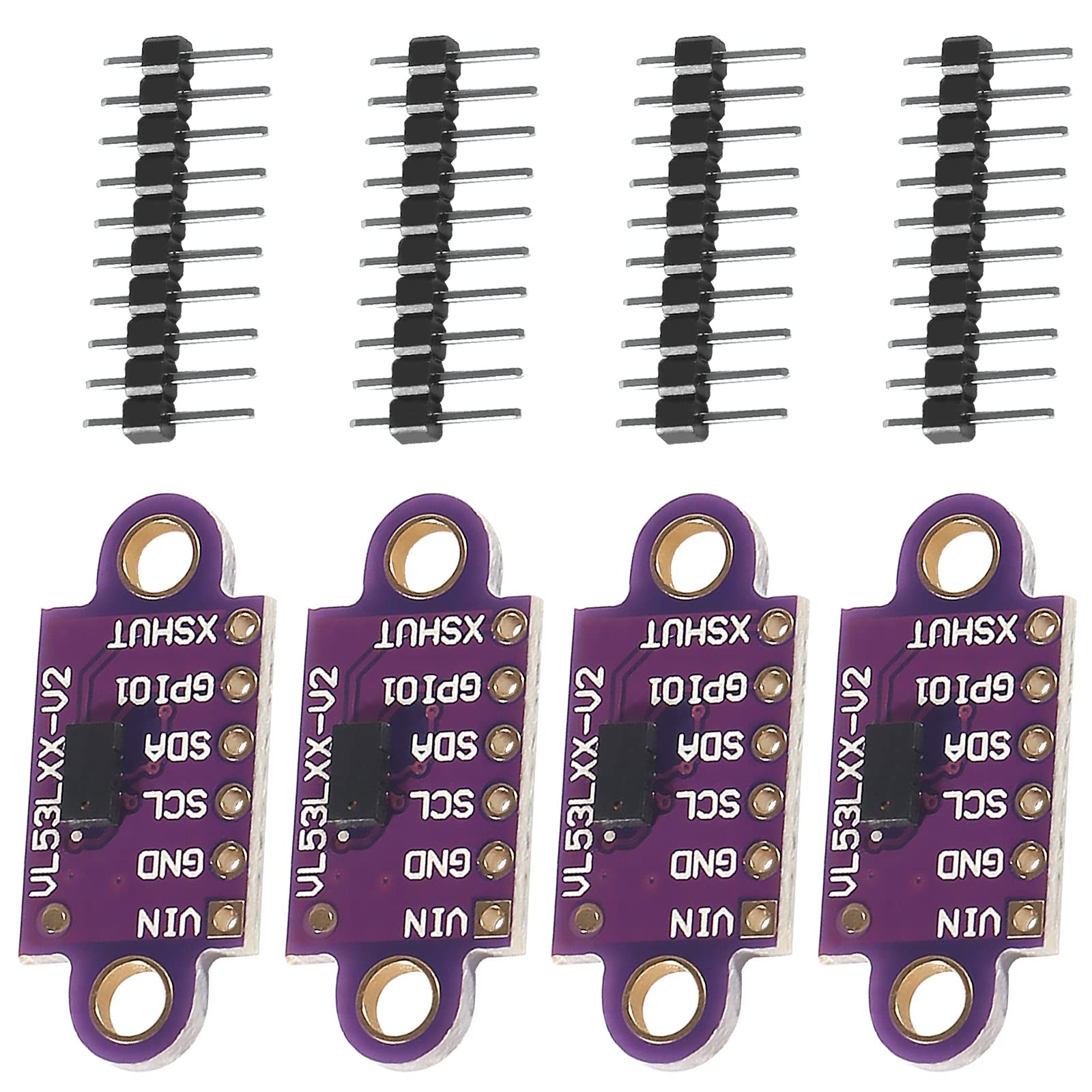Lot de 4 modules de capteur Time-of-Flight ToF Laser Distance Capteur VL53L0X Time of Flight Sensor 940nm