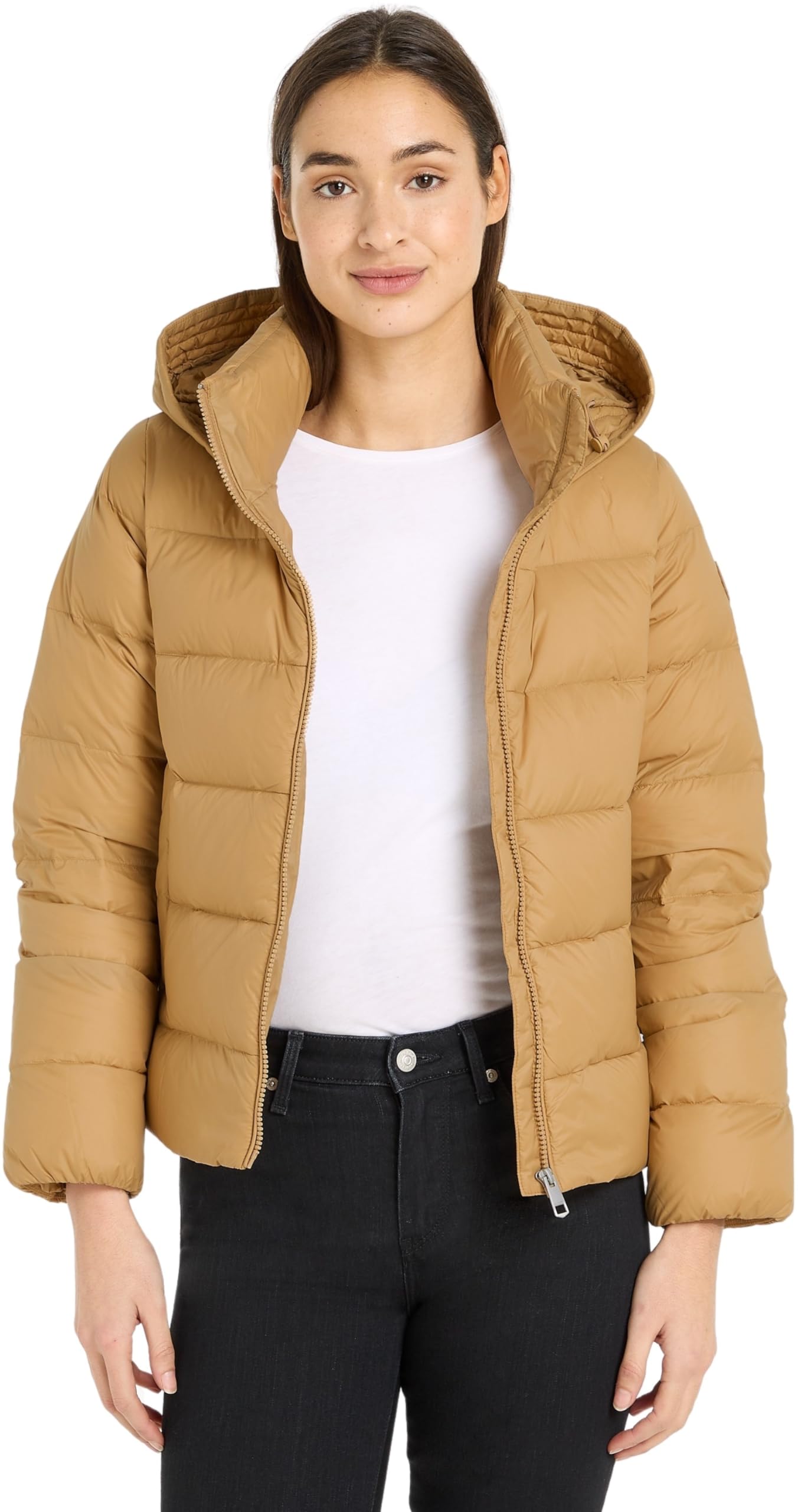 Tommy Hilfiger Women's Down Casual Jacket with Hood, Green (Classic Khaki), XS