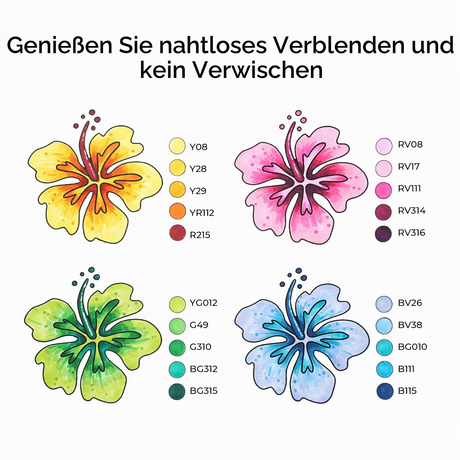 Ohuhu Alkohol Marker – 100 Farben mit Breit & Feinspitze Doppelspitziges Profi-Set für Zeichnen Skizzieren & Illustrieren, AP-zertifiziert & nachfüllbar