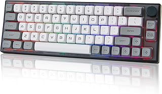 YUNZII VN66 Wireless Mechanical Keyboard,65% Hot Swappable Gaming Keyboard with Knob,South-Facing RGB,Bluetooth/Wired/2.4GHz Programmable for Mac/Win(Krystal Pink Switch, Black)