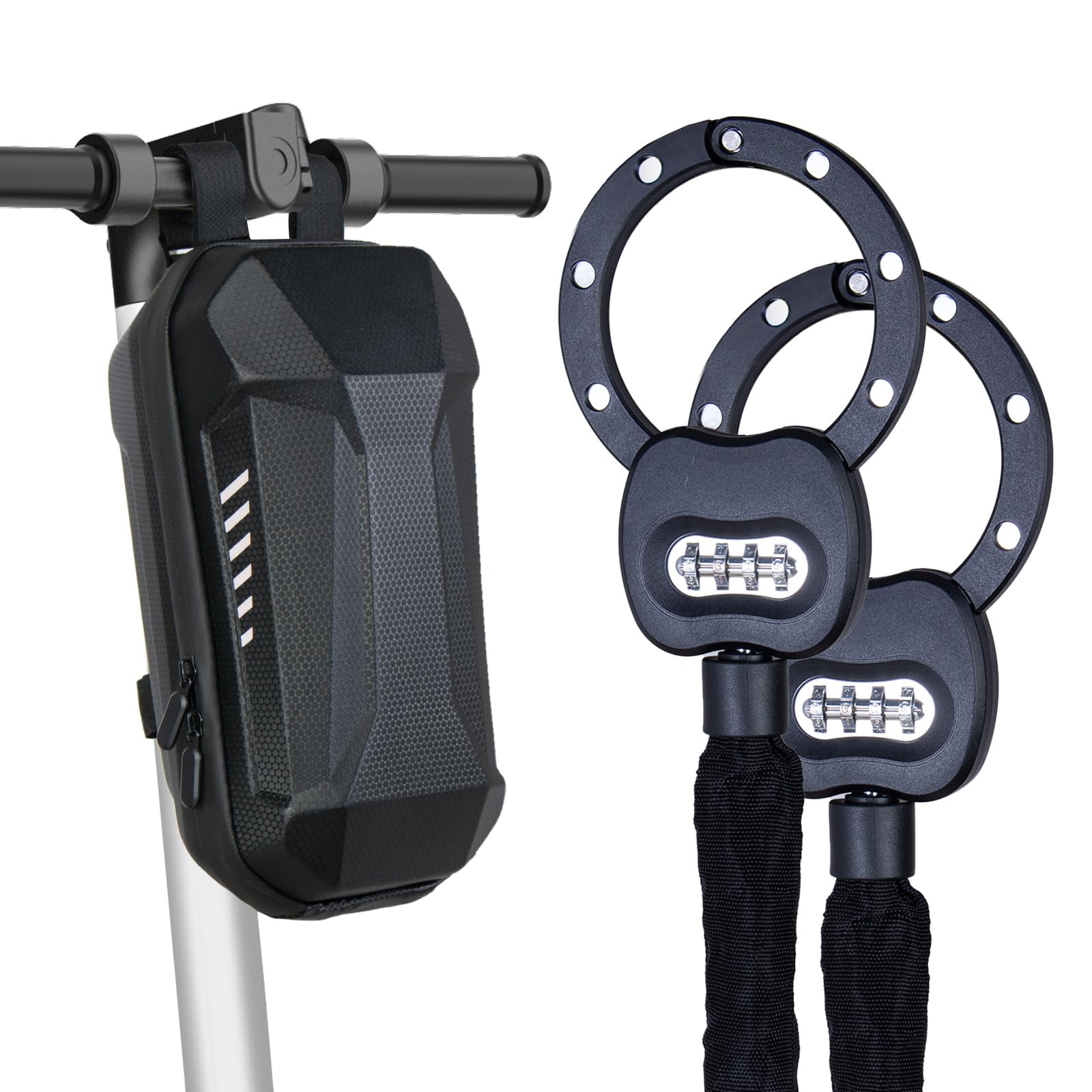 Todeco Antifurto per Monopattino Elettrico, Catena da 8mm | con Serratura a Combinazione Borsa di Trasporto Impermeabile, Lucchetto Antiscasso per Elettrico, Bici Elettrica e Moto