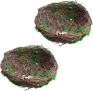 Abaodam 2Pcs rattan bird nest bird nest table top decor dining table centerpieces desktop decor garden bird decor chicks decoration crafts bird nests tree vine bird nest pendant egg nest