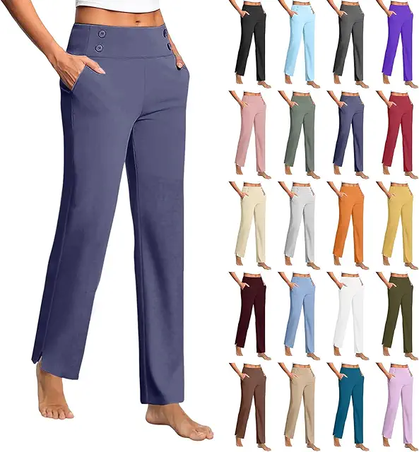Women's High Waist Yoga Pants - Stretch Leg Split for Sports & Casual Wear