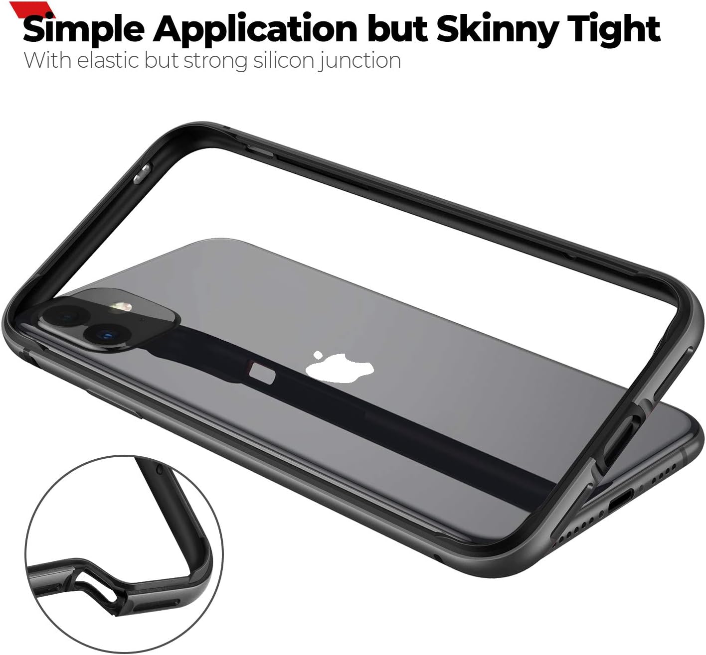 iPhone 11 Bumper Case, iPhone XR Bumper Case, RANVOO Hard Slim Thin Metal Frame with Reinforced Soft Inner Bumper [Agile Button] [Raised Edge] Case for iPhone 11 and iPhone XR 6.1 inch, Jet Black
