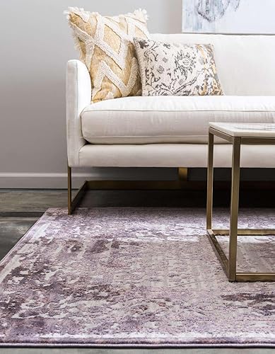 Miniatura 10 de Aberdeen Collection - Alfombra Derbyshire (2 pies 2 pulgadas x 3 pies 1 pulgada, rectangular, violeta/marfil)