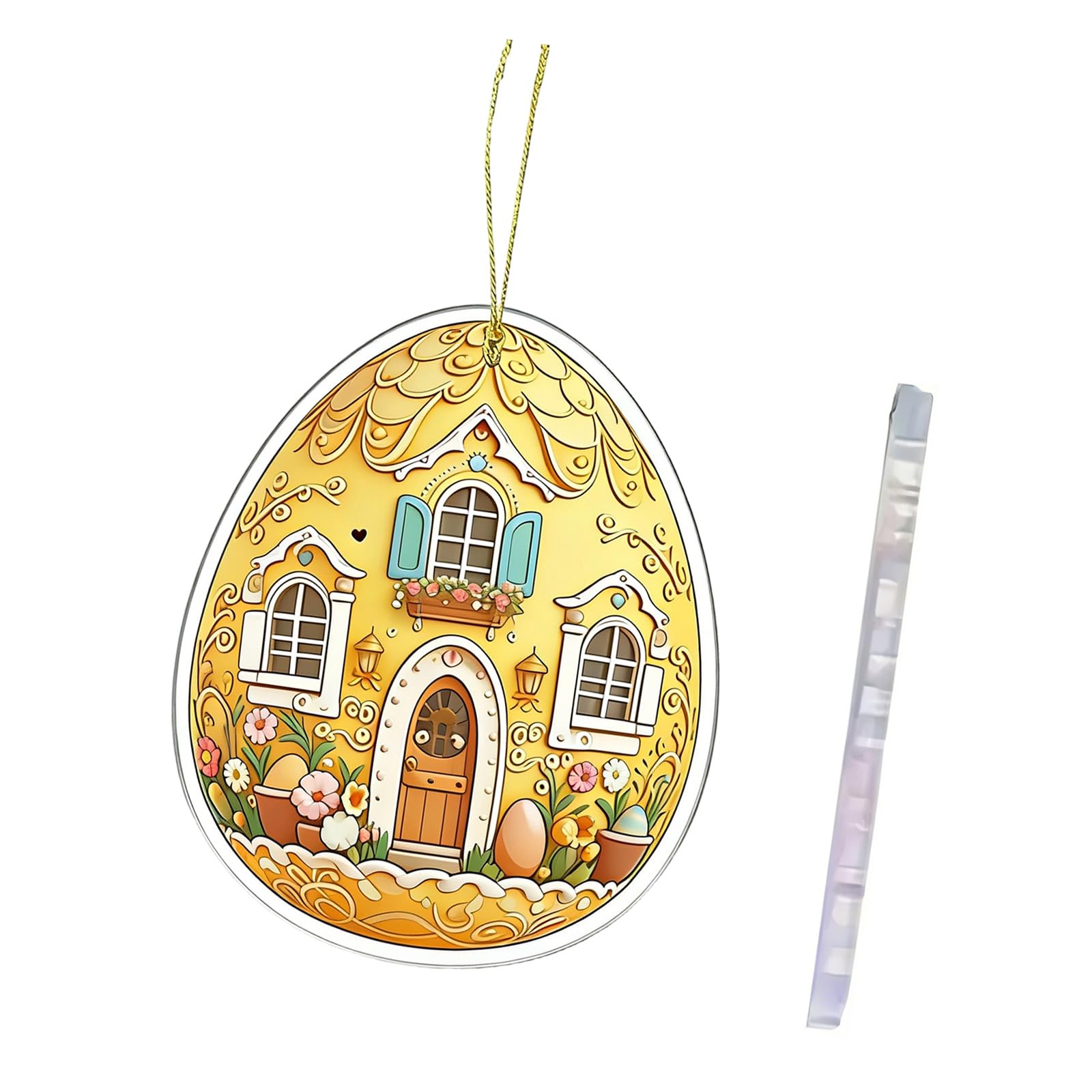 Yhplxyuus Supplies 2D Acrylic Keychain Decoration with Festival Eggs Pattern for Home or Car Decoration Use Easter Keychain