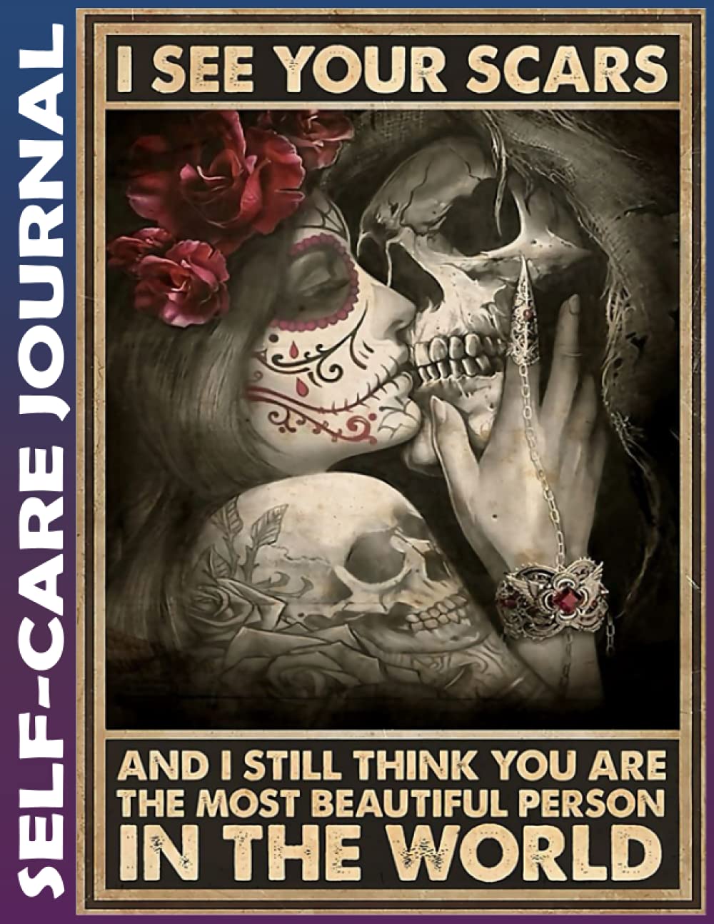 Self-care Journal: Skull I See Your Scars Invest few minutes daily to Physical, Mental and Emotional Health Planner, To Do Tracker Notebook Record ... Script, College Ruled 110 Pages Undated