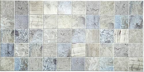Miniatura 3 de Dundee Deco Panel de pared 3D de PVC de imitación de mármol envejecido azul beige, 3.2 pies x 1.6 pies (37.8 in x 18.9 in), decoración de paneles de