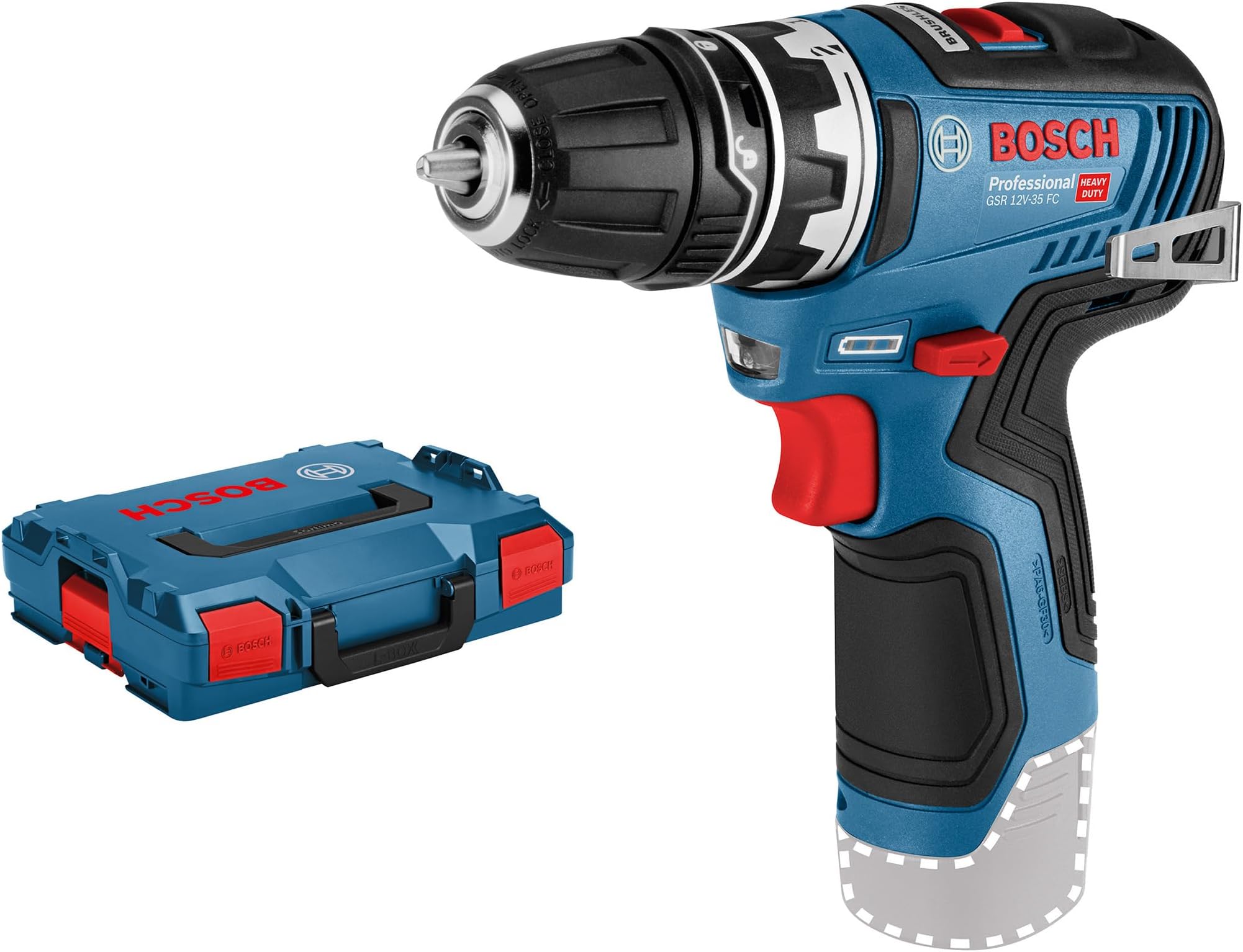 Bosch Professional 12V System GSR 12V-35 FC Cordless Drill Driver – FlexiClick System (incl. GFA 12-B Drill Chuck Adapter, L-BOXX, Without Battery/Charger)