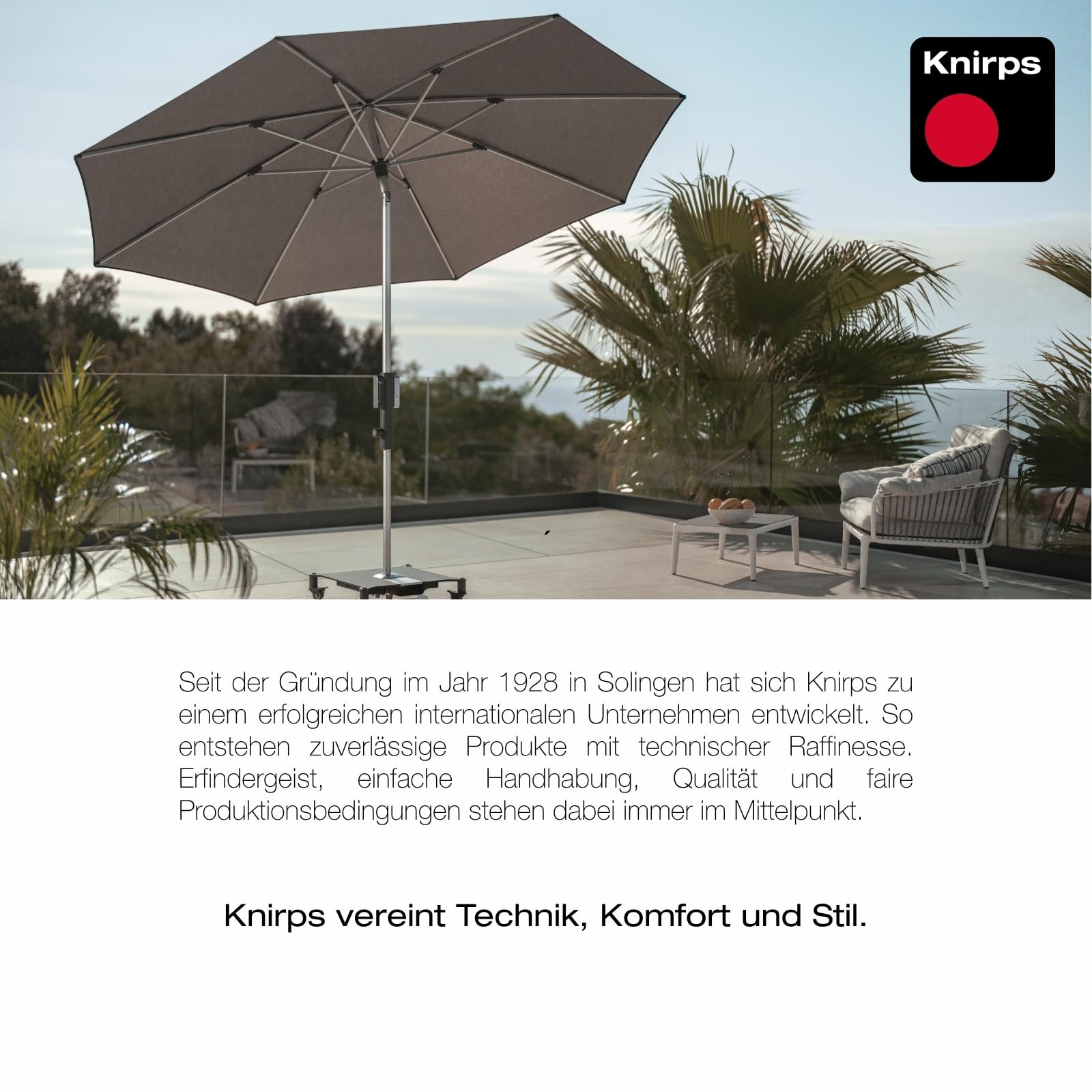 Knirps Automatic Sonnenschirm 240x240cm I innovativer UV-Schutz mit automatischem Öffnen & Schließen I stabiler Gartenschirm I Terrassenschirm kompakt I große Schirmfläche
