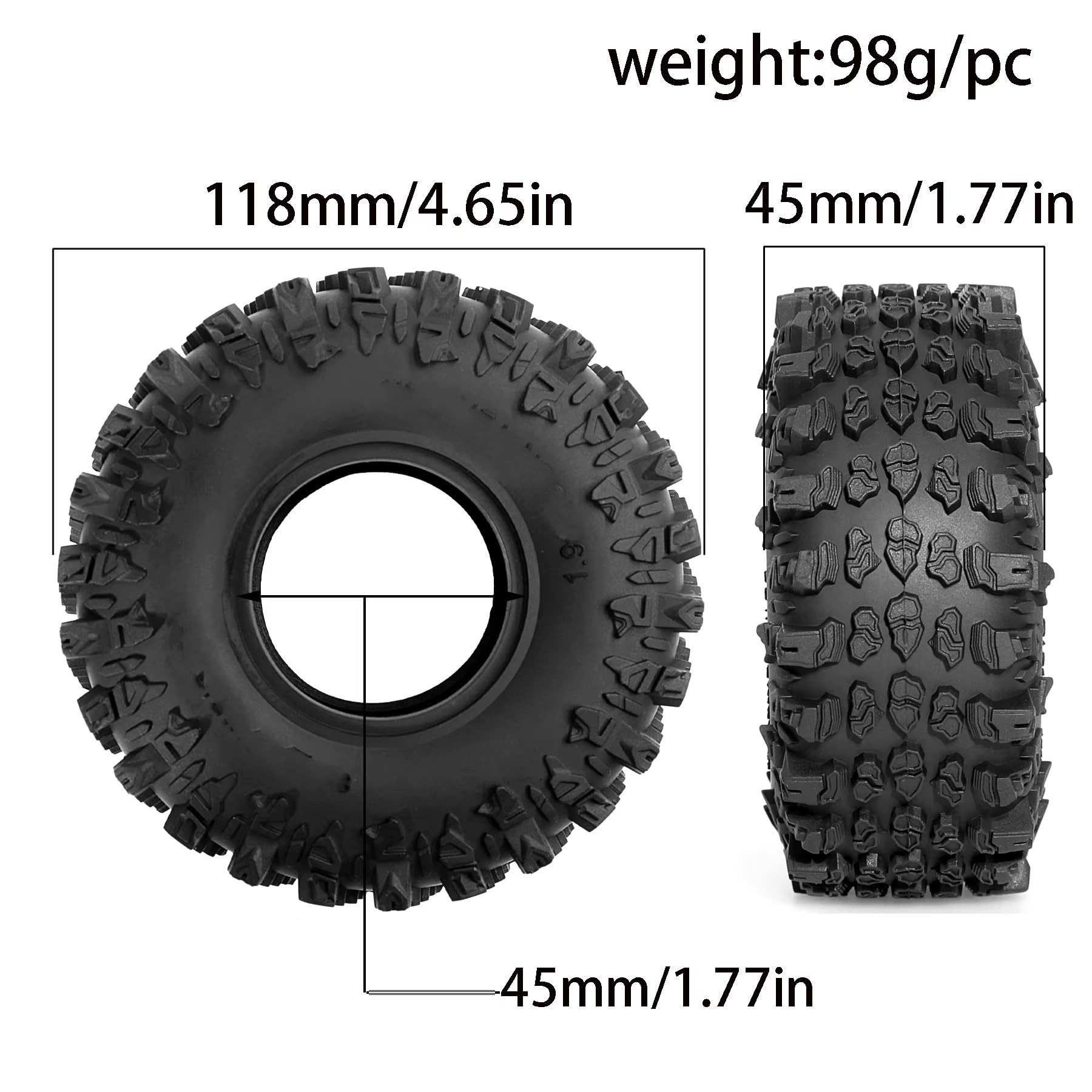 Compatibile Con Traxxas Per TRX4 Per Axial Per SCX10 90046 Per Tamiya CC01 D90 Pneumatici RC Mud Slingers Da 1,9" Diametro Esterno Di 118 Mm Per Cingoli RC Ruote Gomma