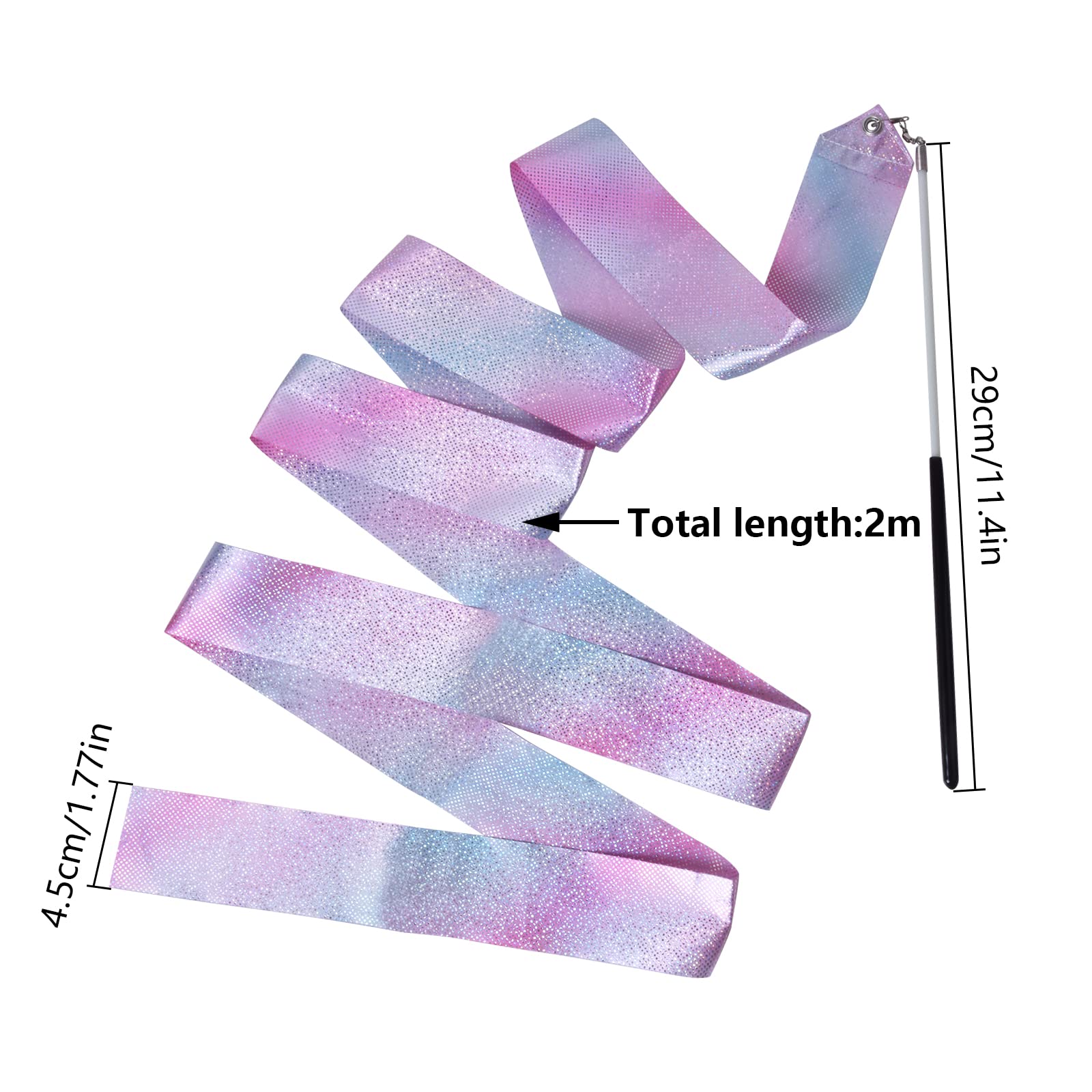 Ruban De Gymnastique Rythmique 5 Mètres Avec Bâton - Couleur Multicolore - Pour Danse, Entraînement, Spectacles - Filles, Enfants
