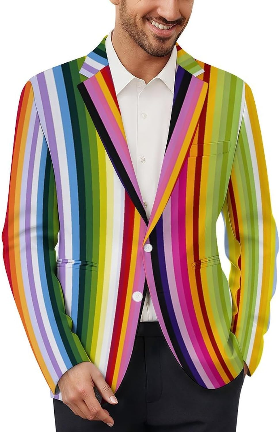 Colorful Vertical Stripes Men's 2 Button Blazers