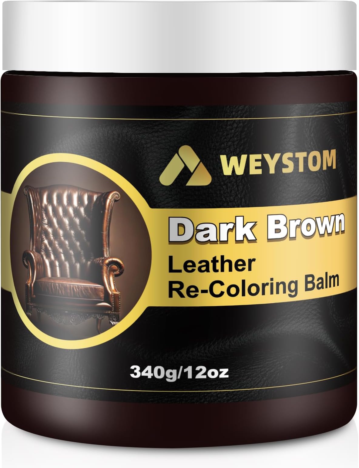 Leather Recoloring Balm & Color Restorer - Leather Repair Kit for Furniture | Restore Couches, Car Seats, Clothing | Leather Scratch Remover and Repair | 12OZ (Dark Brown)