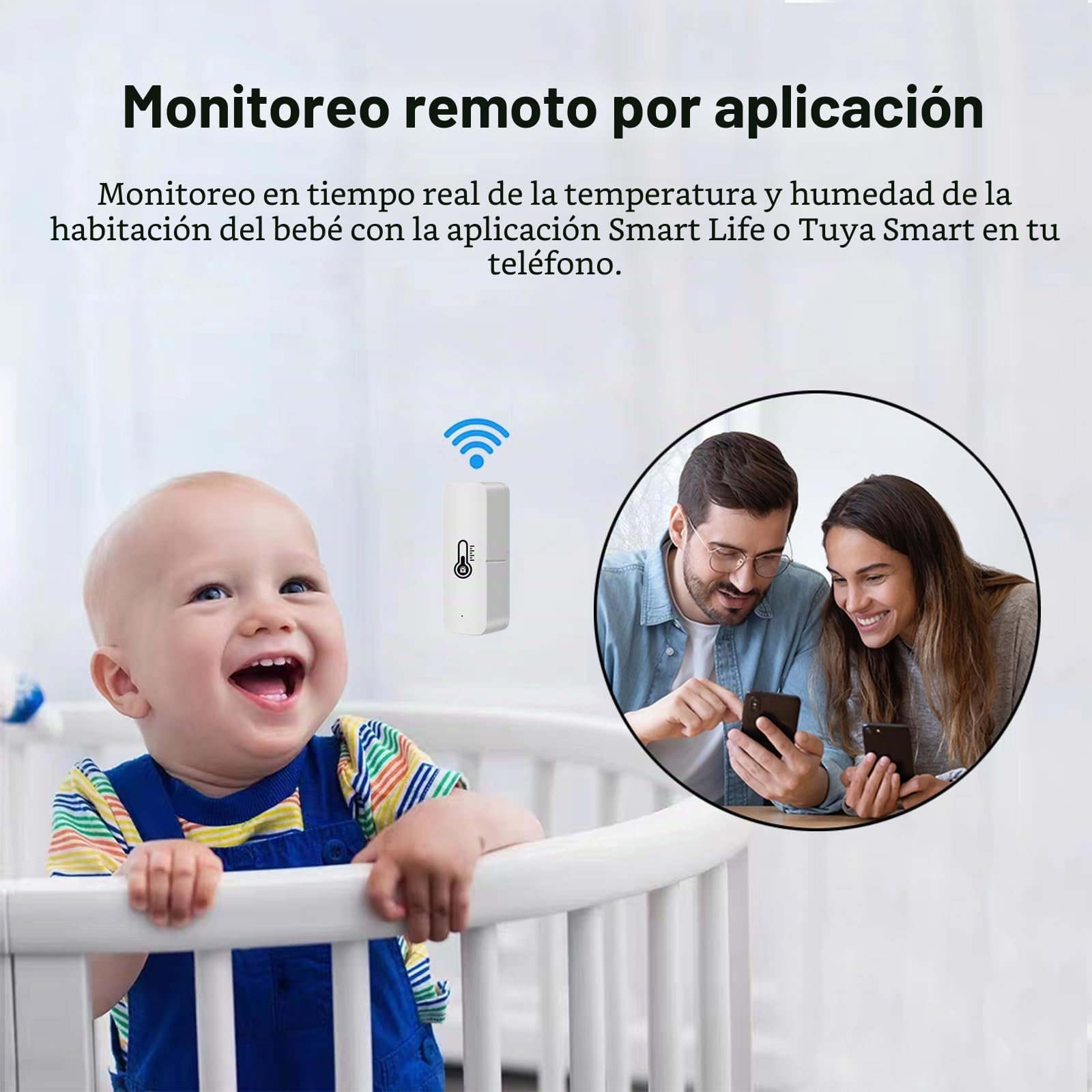 Termómetro higrómetro Inteligente WiFi, Sensor de Temperatura y Humedad Bluetooth para Interiores y Exteriores, aplicación de termómetro WiFi Alexa Remoto para el hogar. 4 Paquete.