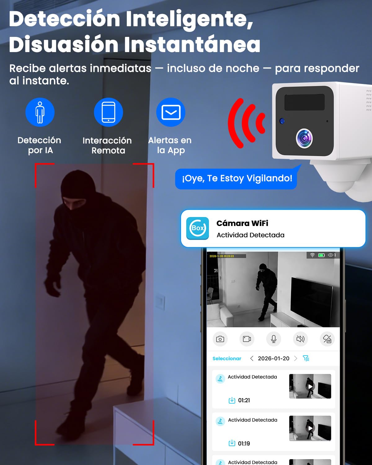 UCOCARE Mini Camara Espia 4K sin Cables, WiFi y Modo Ap sin WiFi | Videovigilancia sin Internet Batería 5200mAh, Visión 160°, Visión Nocturna, Detección Movimiento IA, para Coche, Viajes