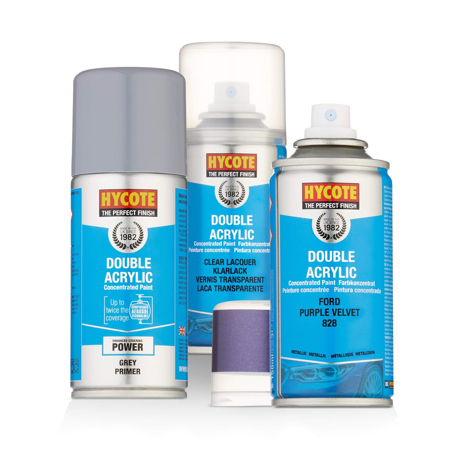 Hycote Spray Paint Ford Purple Velvet Metallic 150ml + Grey Primer & Lacquer Kit