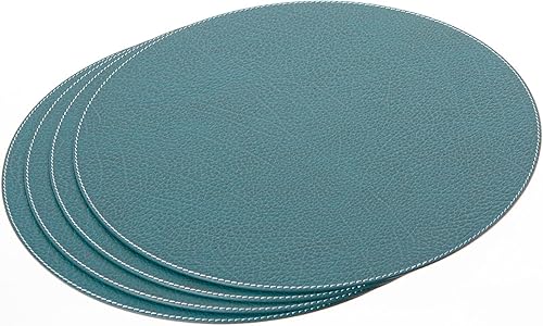 Miniatura 2 de Nikalaz Nikalaz - Juego de 4 manteles individuales redondos de cuero reciclado de 15 pulgadas, decoración de mesa de comedor y cocina (verde