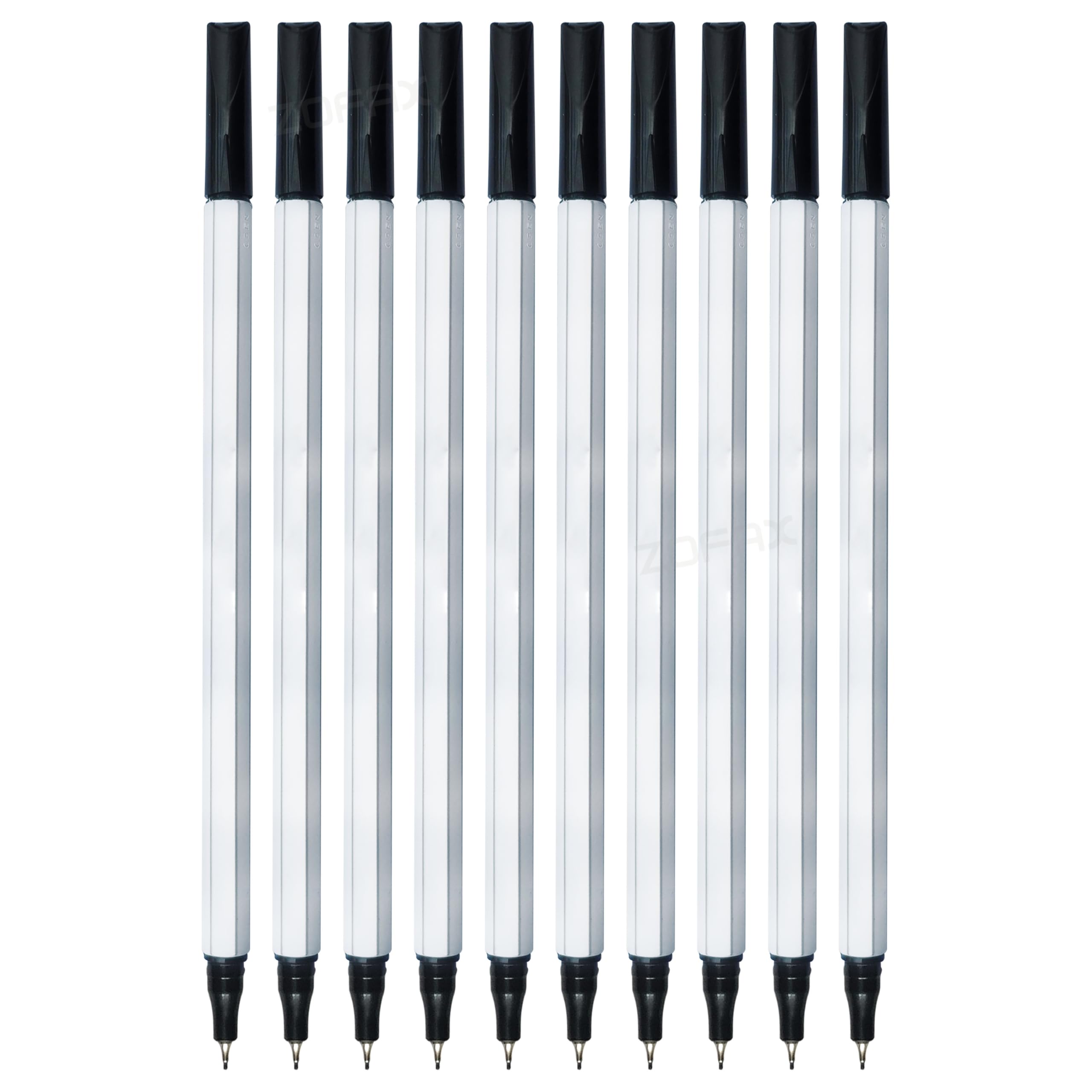 SAINO Fineliner Pens, 0.3mm Fine Point, BLACK, Pack of 10, xFineStic3MM Fineliner for Writing Drawing Sketching Colouring Handwriting Illustrations