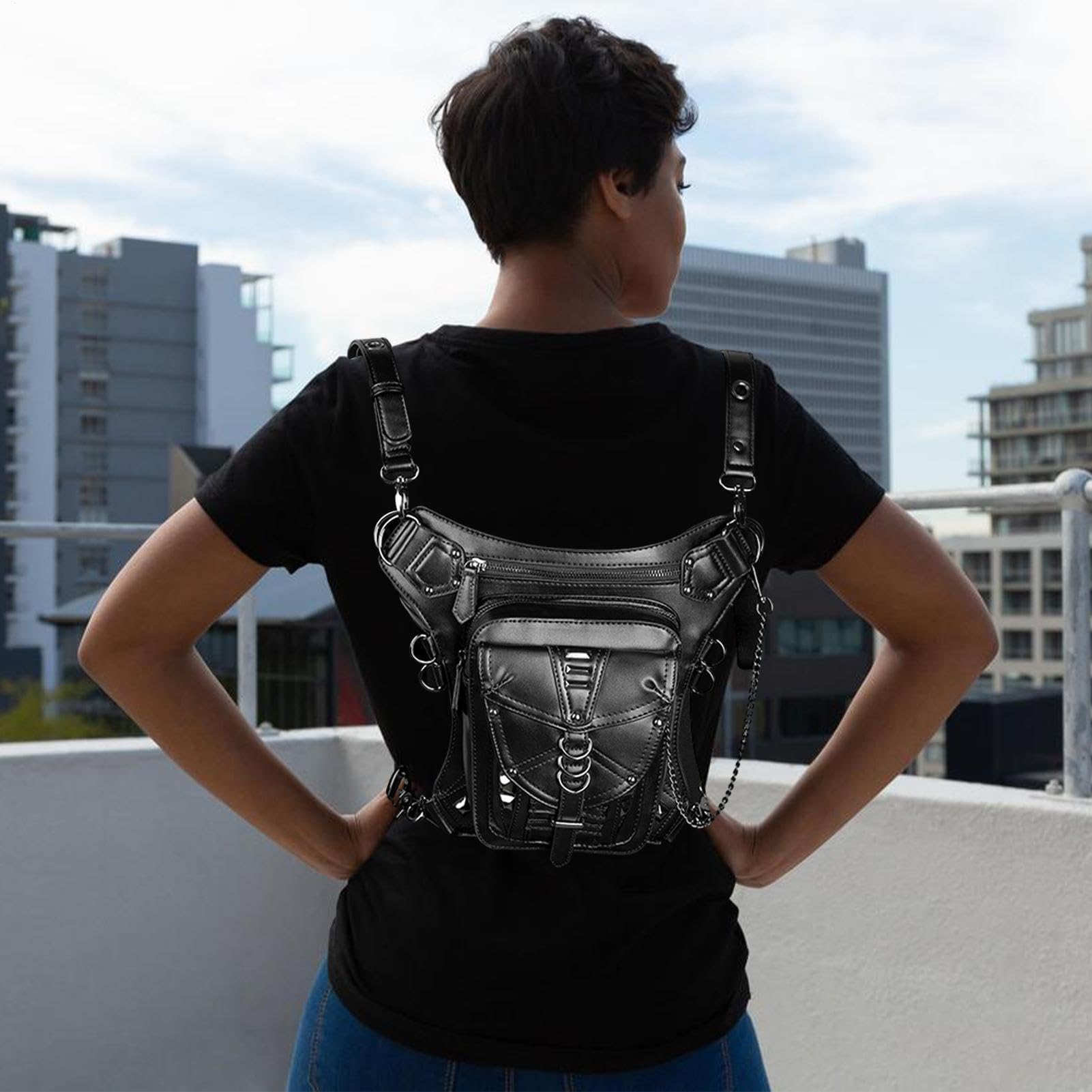 Renesansowa torba na pasek, renesansowa torba na pasek | Torba talię nogę | PU Skórzana nogawkę Steampunk Etui,Wodoodporna z paskiem nogę Retro Punk Gothic saszetka do p